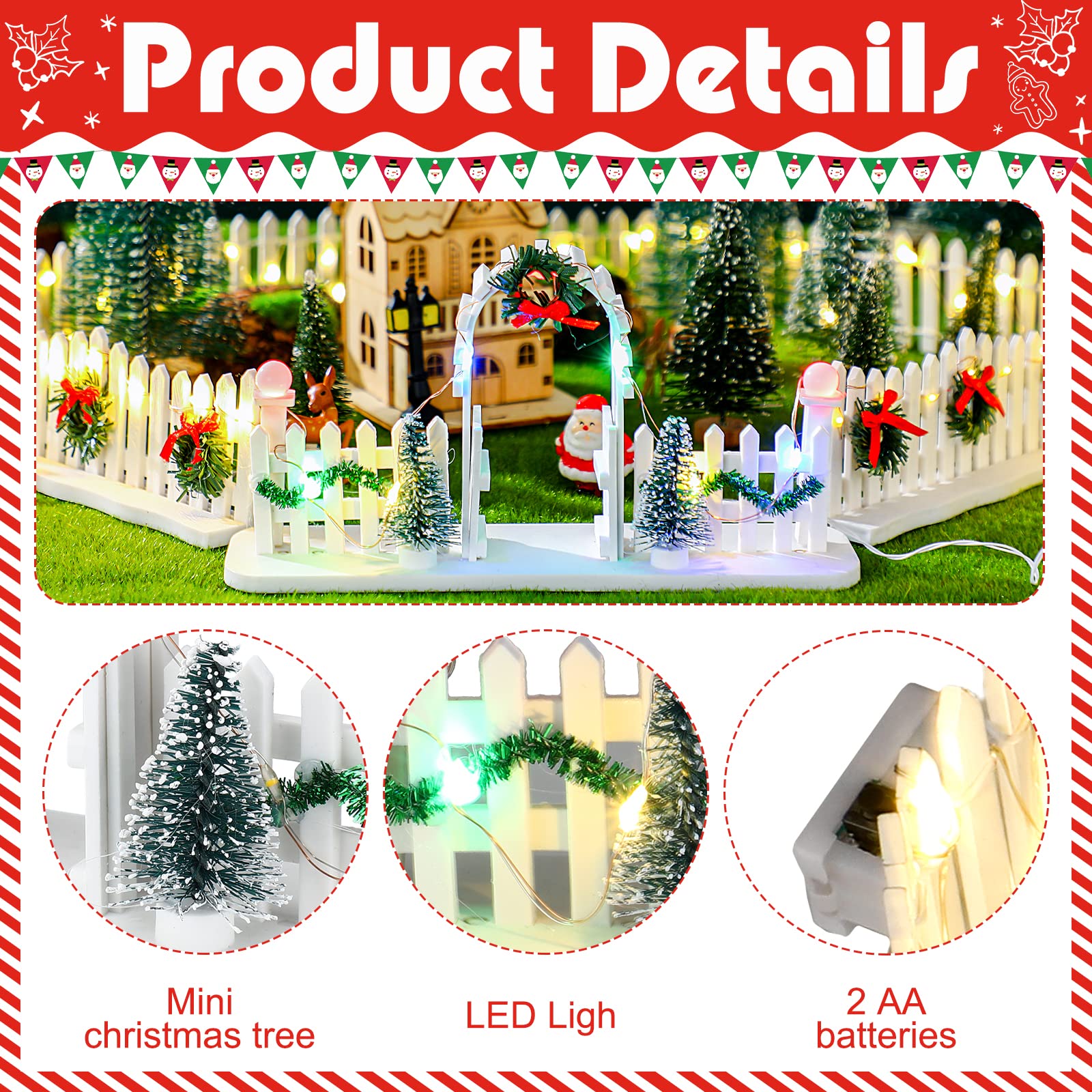 Spiareal Weihnachtsdorf-Zubehör – 4 Holzzäune Je 90 Cm, Braun Mit Weihnachtsdeko
