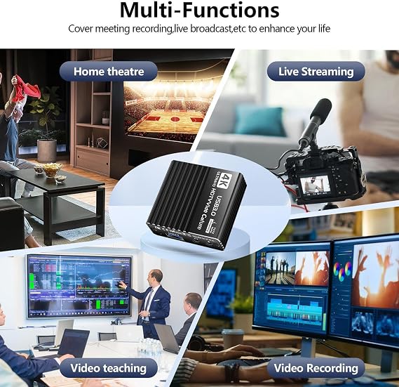 Capture Card for Streaming 4K 60FPS Low Latency Recorder Adapter | 1080P Audio Capture Card for Streaming Recording Teaching Conference Console Monitor TV