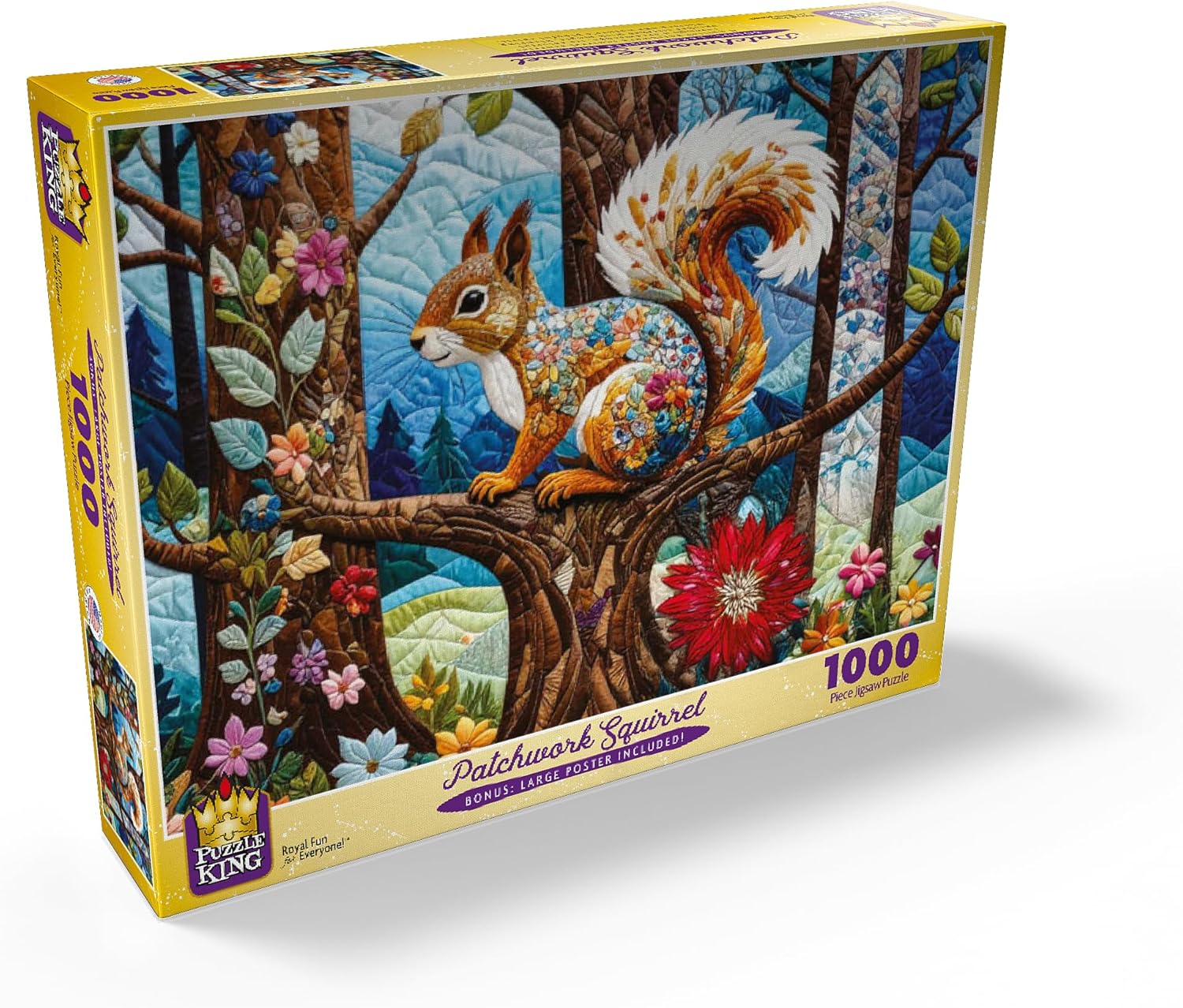 MyPuzzle Patchwork Squirrel - Premium 1000 Piece Jigsaw Puzzle for Adults