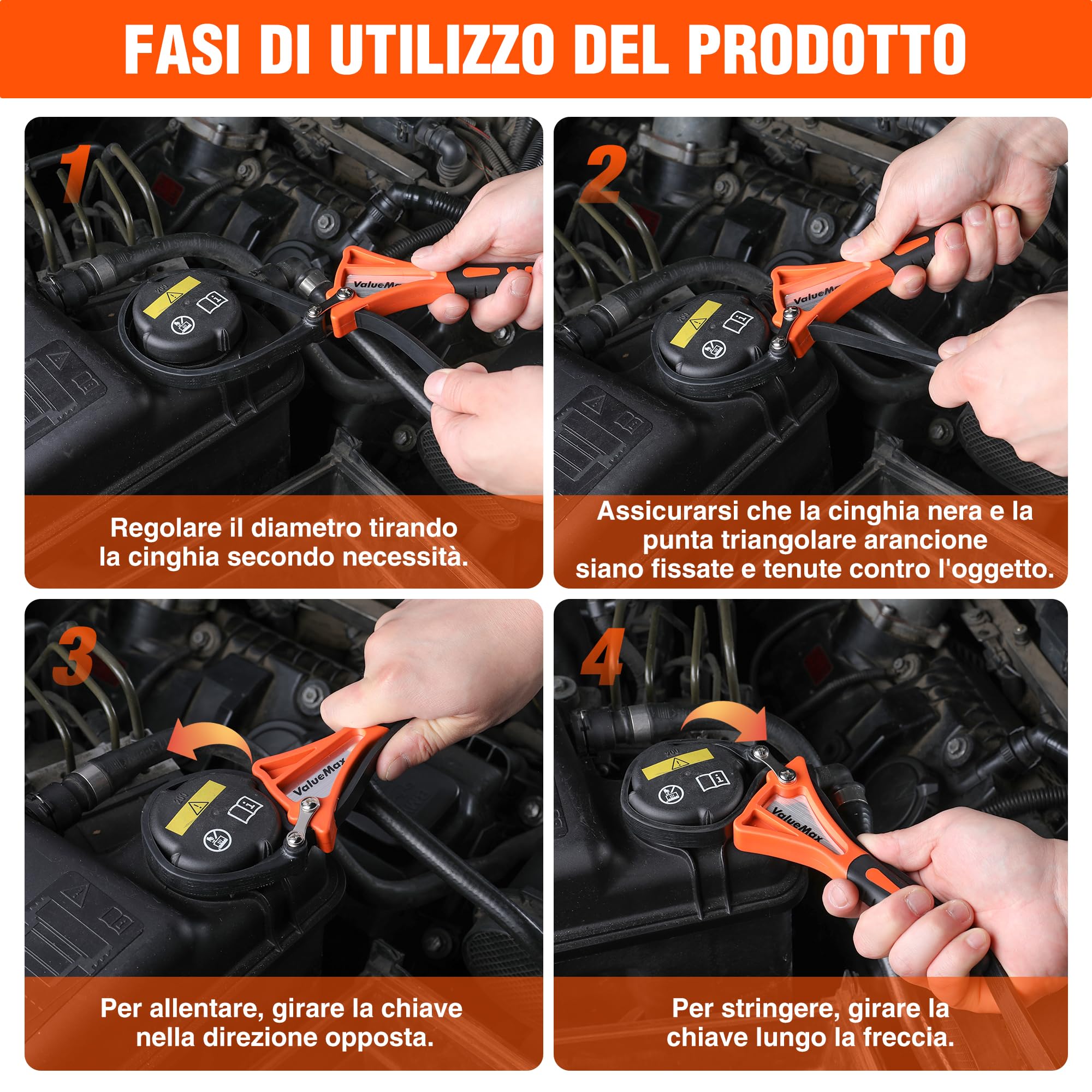 ValueMax Chiave a Cinghia in Gomma Set 2 Pezzi 100 mm 150 mm Universale per Tubi