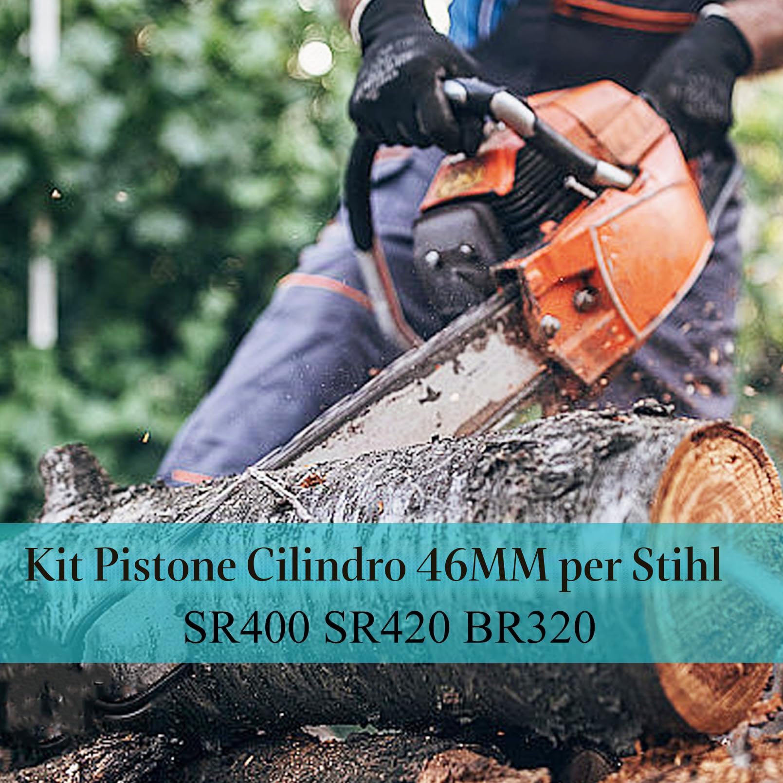 Kit Pistone Cilindro 46MM per Motore Stihl BR420 BR400 SR400 SR420 BR320 BR340 BR380 con Bobina d'Accensione BR420 Silenziatore Scarico Pezzi di Ricambio 4203-020-1201 4203 400 13014203 140