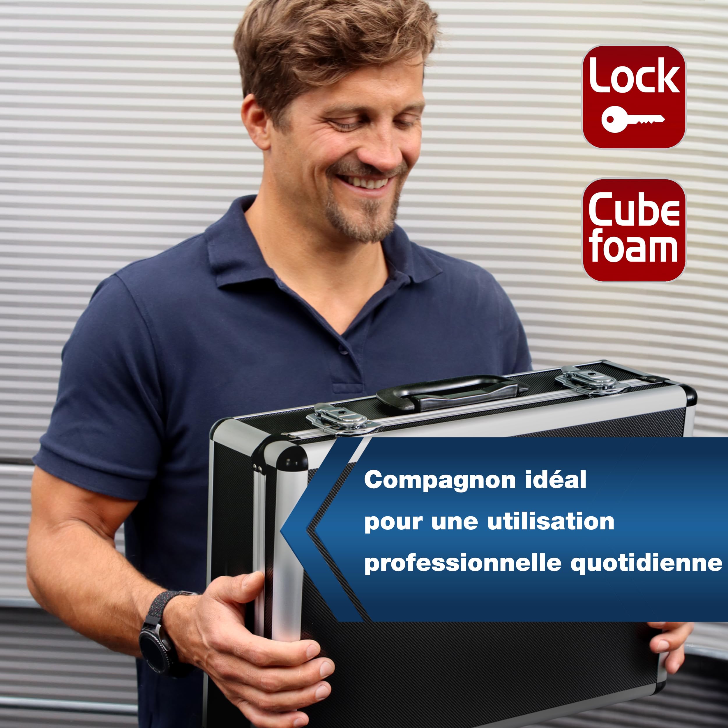Peak Tech P 7305 - Mallette Universelle pour Instruments de Mesure, Mallette Robuste en Aluminium, Compartiment à Outils, Rembourrage en Mousse, Verrouillable, Anti-Poussière, L - 405 x 330 x 150 mm