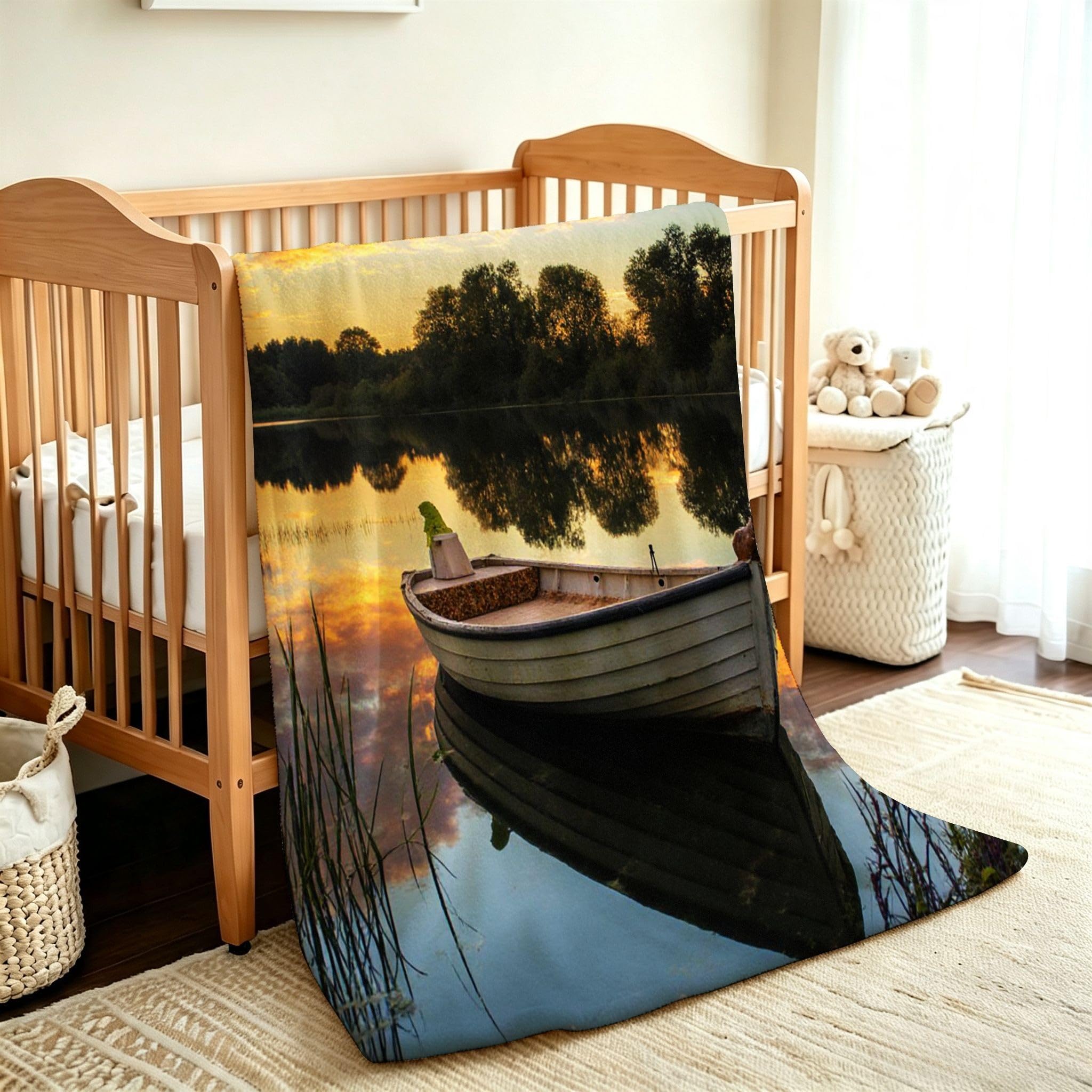 Manta Moderna Estampado 3D 220x240 cm Barco Blanco a743