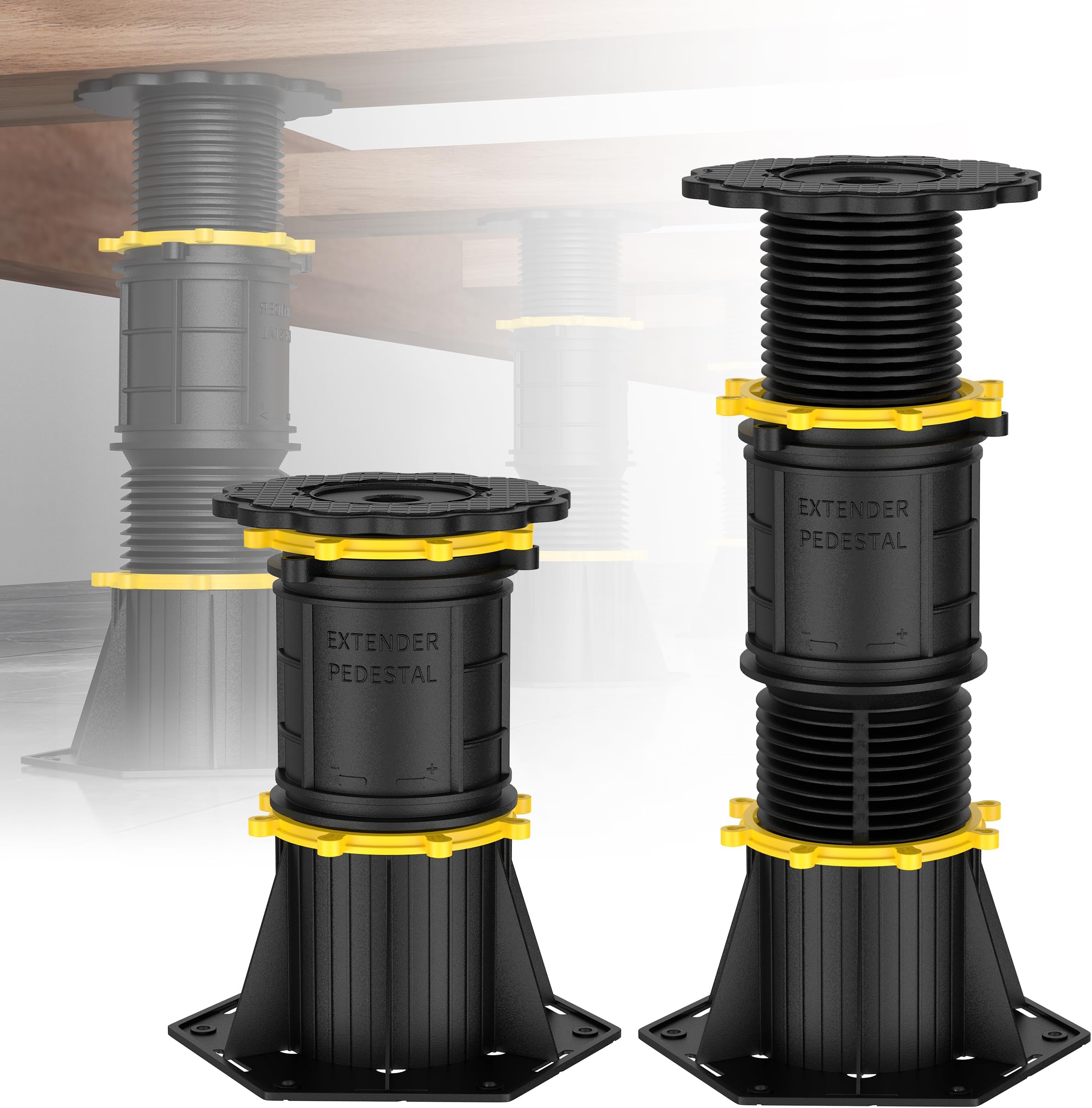 Wlrrcwdttc 2 Pcs Adjustable Height Bed Support Legs, 8.5-13 inch, Black Plastic, Bed Frame/Bed Center Slat Support, Reinforcement Parts