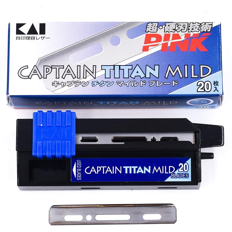 Lâminas KAI Captain Titan compatíveis com barbeadores Kai Kasho e Feather Artist Club, prata, pacote com 20