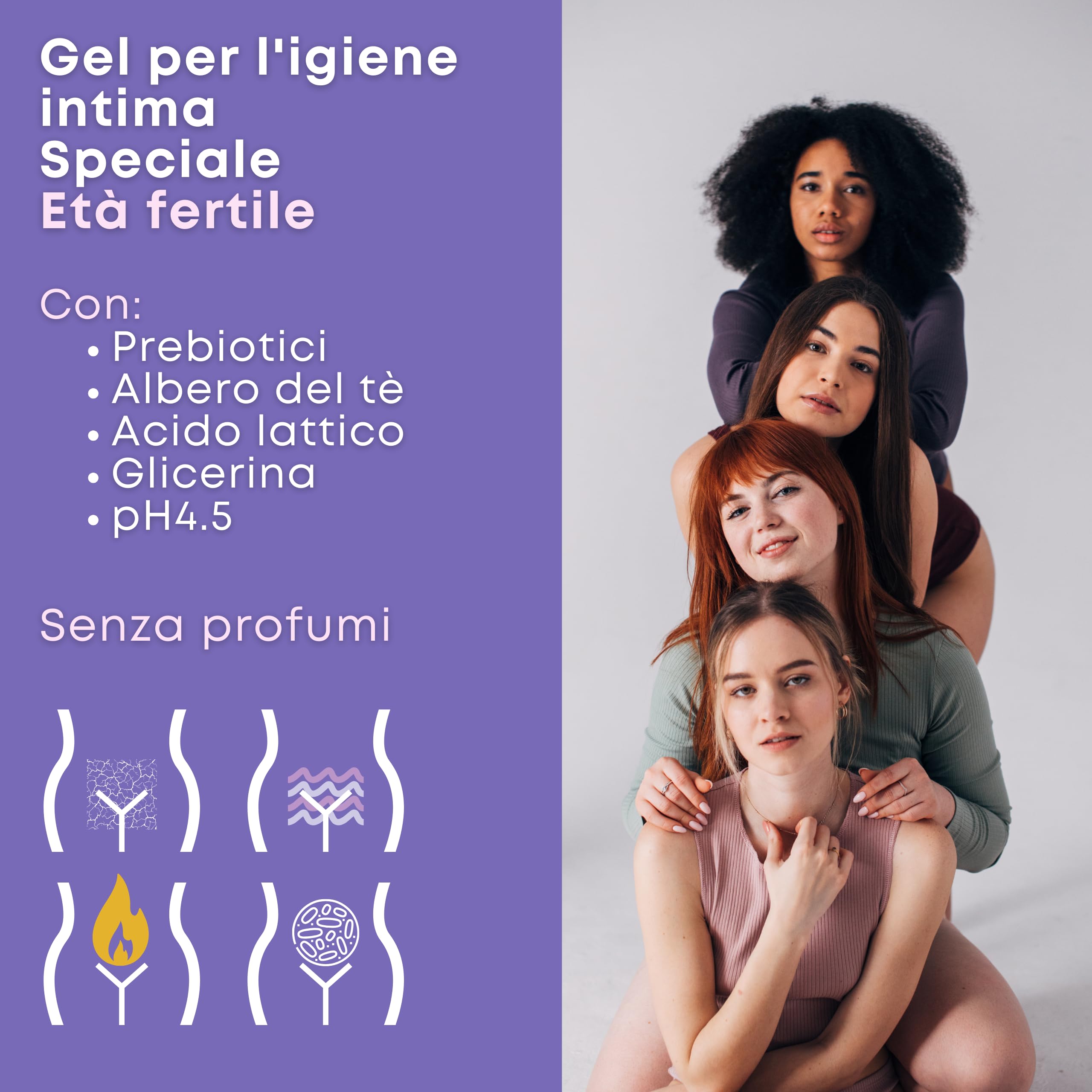 GYNEBAL detergente intimo donna tea tree oil con PH 4,5 con COMPLESSO PREBIOTICO adattato all'età fertile - Sapone intimo LENITIVO e PURIFICANTE per igiene intima quotidiana - 150 ml