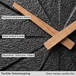Driini Staircase Modern Wall Clock - Unique Frameless Concrete Design - Contemporary, Minimalist Decor; No Numbers - Silent Battery Operated Clocks with Decorative Wooden Hands (Black + Oak, 10.5″)