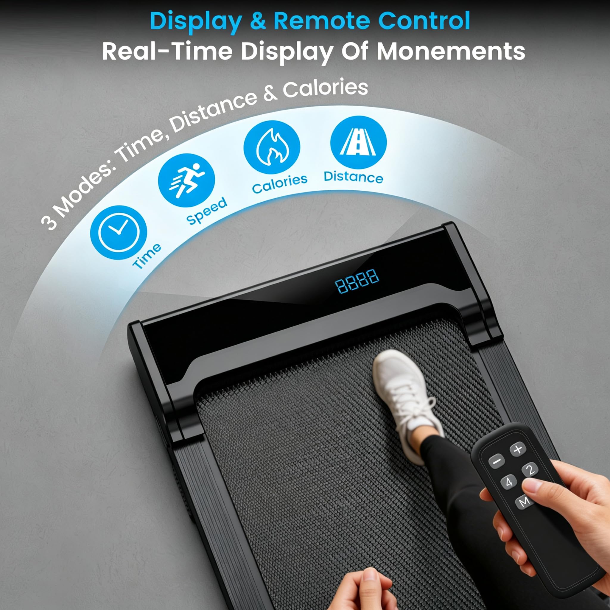 Walking Pad Treadmill for Home - Under Desk Walking and Running Portable Electric Machine Adjustable Slim Compact with 0.6-4.0MPH Modes Max up 265 Lbs with Remote Control for Home Office view 2