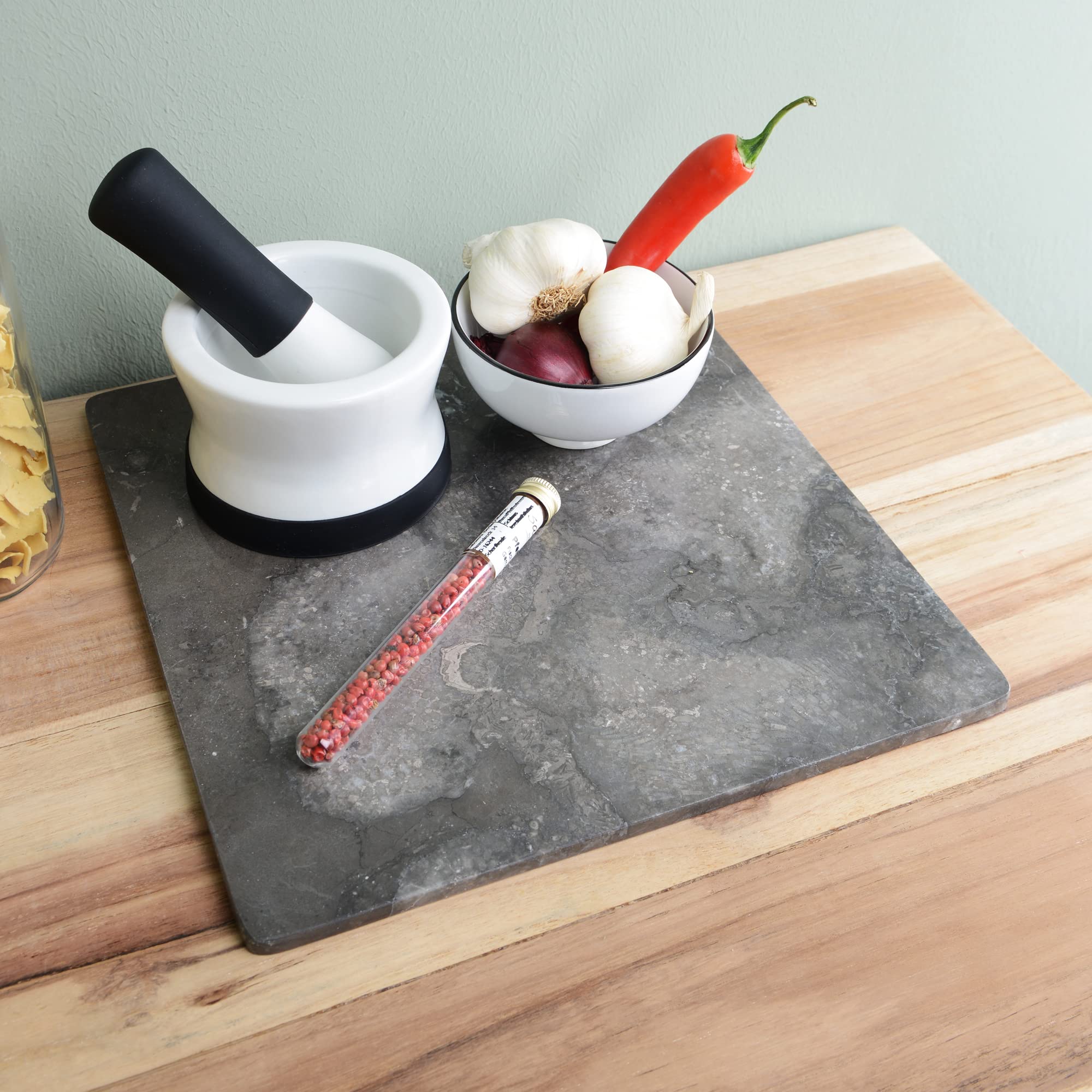 Placa de mármol gris rectangular 30 cm - bandeja de piedra natural plana cocina salón accesorios