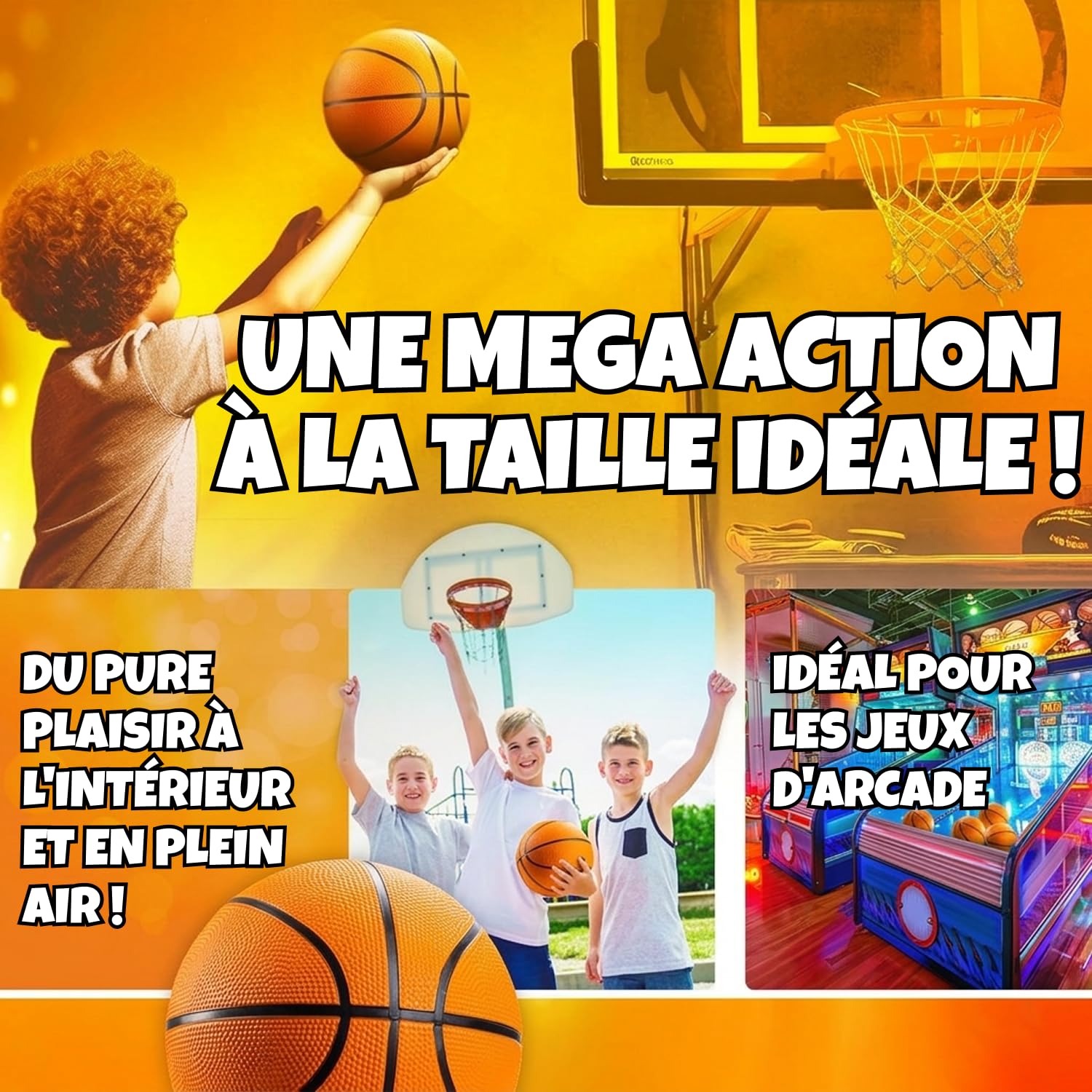 Bedwina Mini Ballons de Basket (Lot de 2 ou 4) - Caoutchouc 17,8 cm, Taille 3, Mini Panier de Basket pour Petits paniers, fêtes à la Piscine, intérieur/extérieur, Cadeau d'anniversaire, Jeux d'arcade