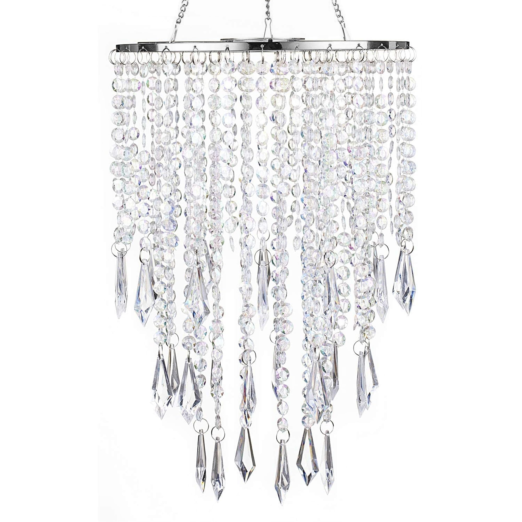 Modern Mini Chandelier Shade,H12.9 X W8.66 Chandeliers Light Fixture Sparkling Decorations for Wedding Centerpiece Lampshade with Acrylic Jewel Droplets