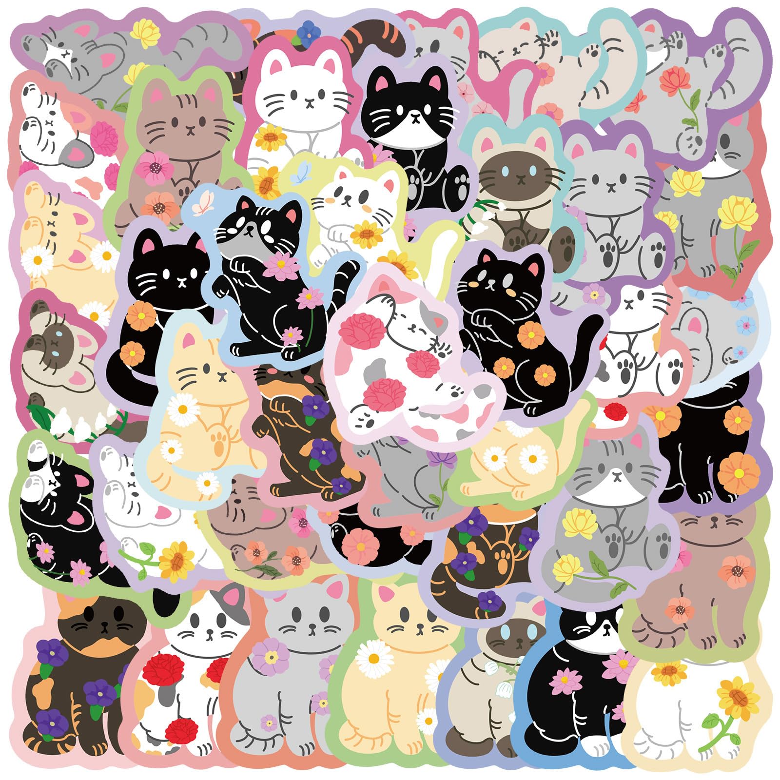 50Pcs Kitten Sticker Aesthetic Stickers for Scrapbooking Notebook Journal Water Bottle Laptop Kid Motivational Stickers Kids Sticker
