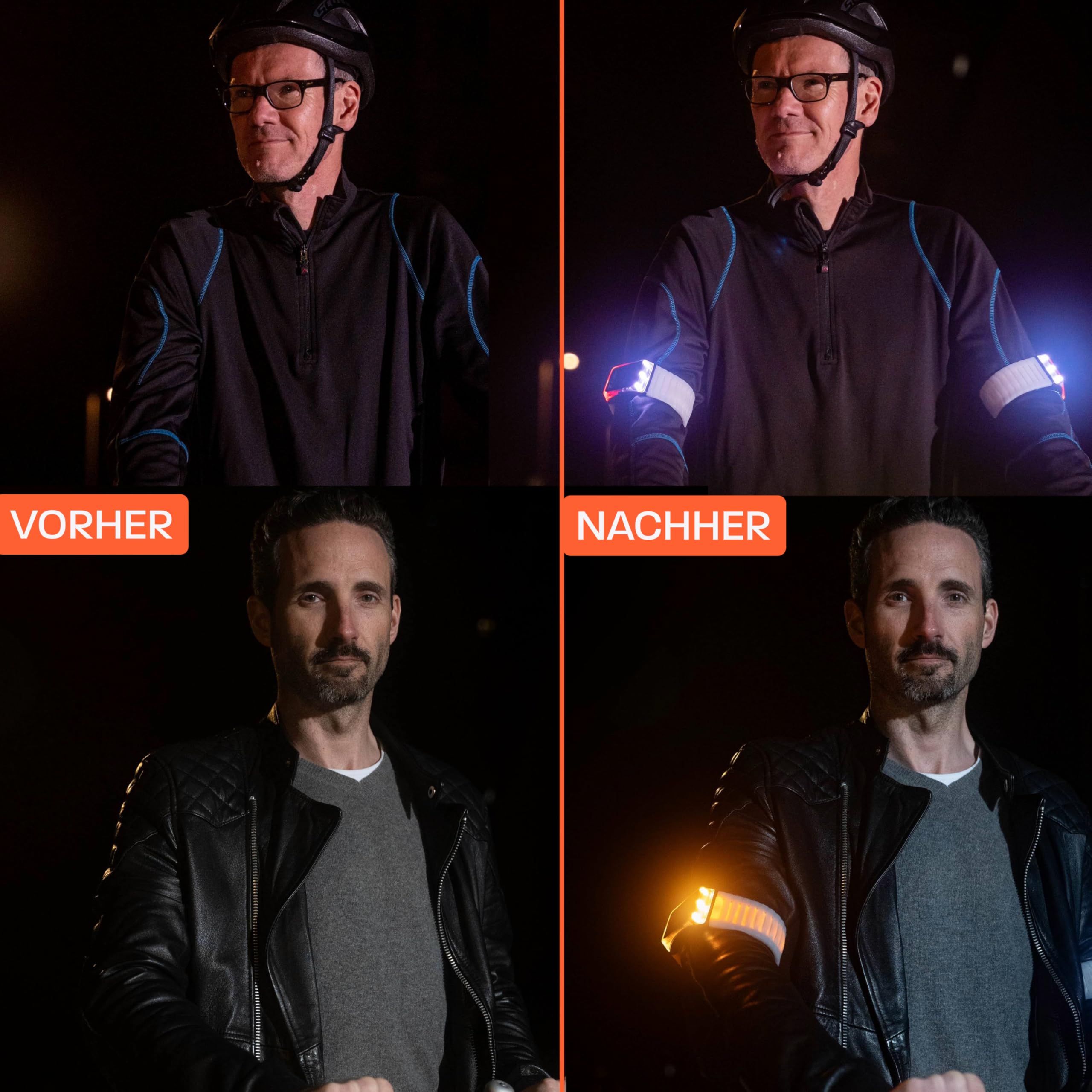Flasher Patentierte Blinker Armbänder für Fahrrad, E-Scooter, Läufer | Smartes Bremslicht, Blinklicht, Frontlicht, Rücklicht | Die Höhle der Löwen