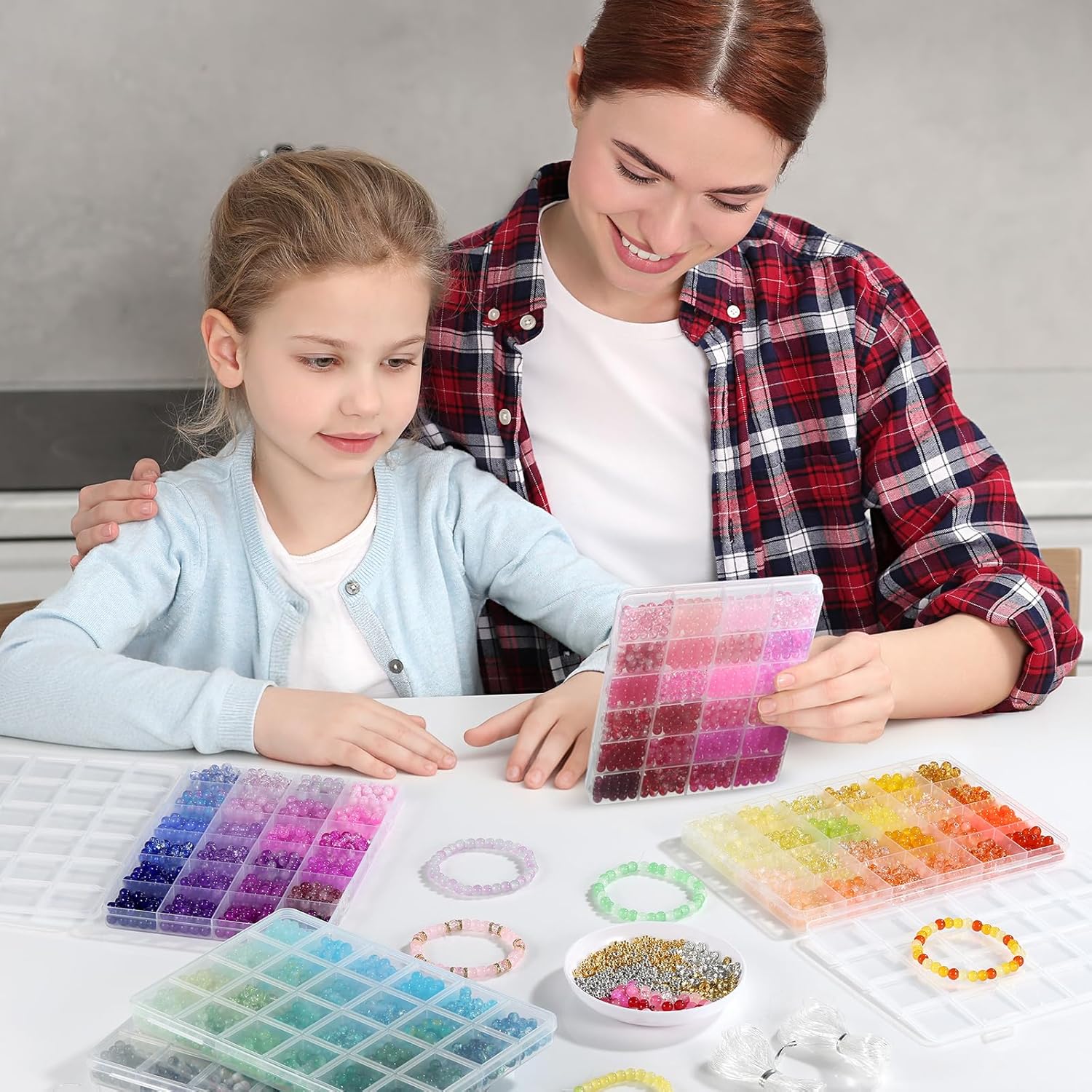 Zefy 120 Colors Glass Beads Bracelet Making Kit, 3876pcs 4 Types 6mm Crystal Beads for Jewelry Making and DIY Crafts, 5 Box Round Bead for Friendship Bracelets with Spacer Beads and Charms - Image 3