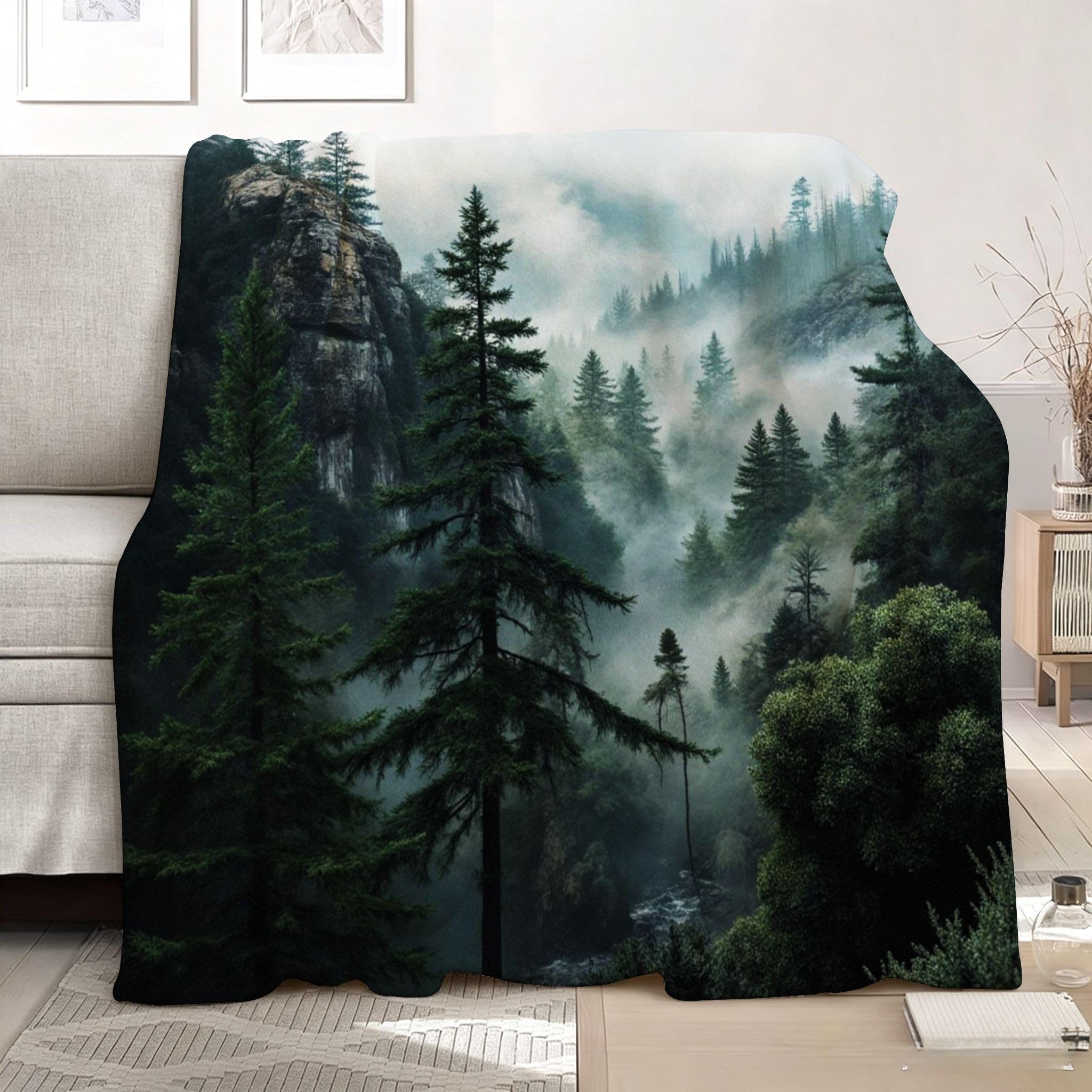 Manta Moderna Estampado 3D 220x240 cm Bosque Verde a2357