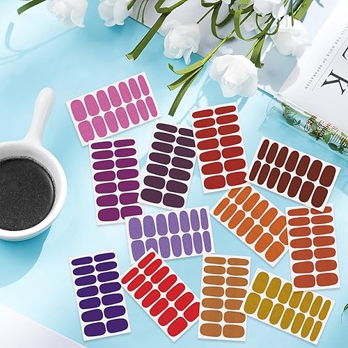 Vista 19 de 20 hojas de 440 calcomanías autoadhesivas de esmalte de uñas para mujeres y niñas, calcomanías de uñas degradadas con purpurina para uñas de gel