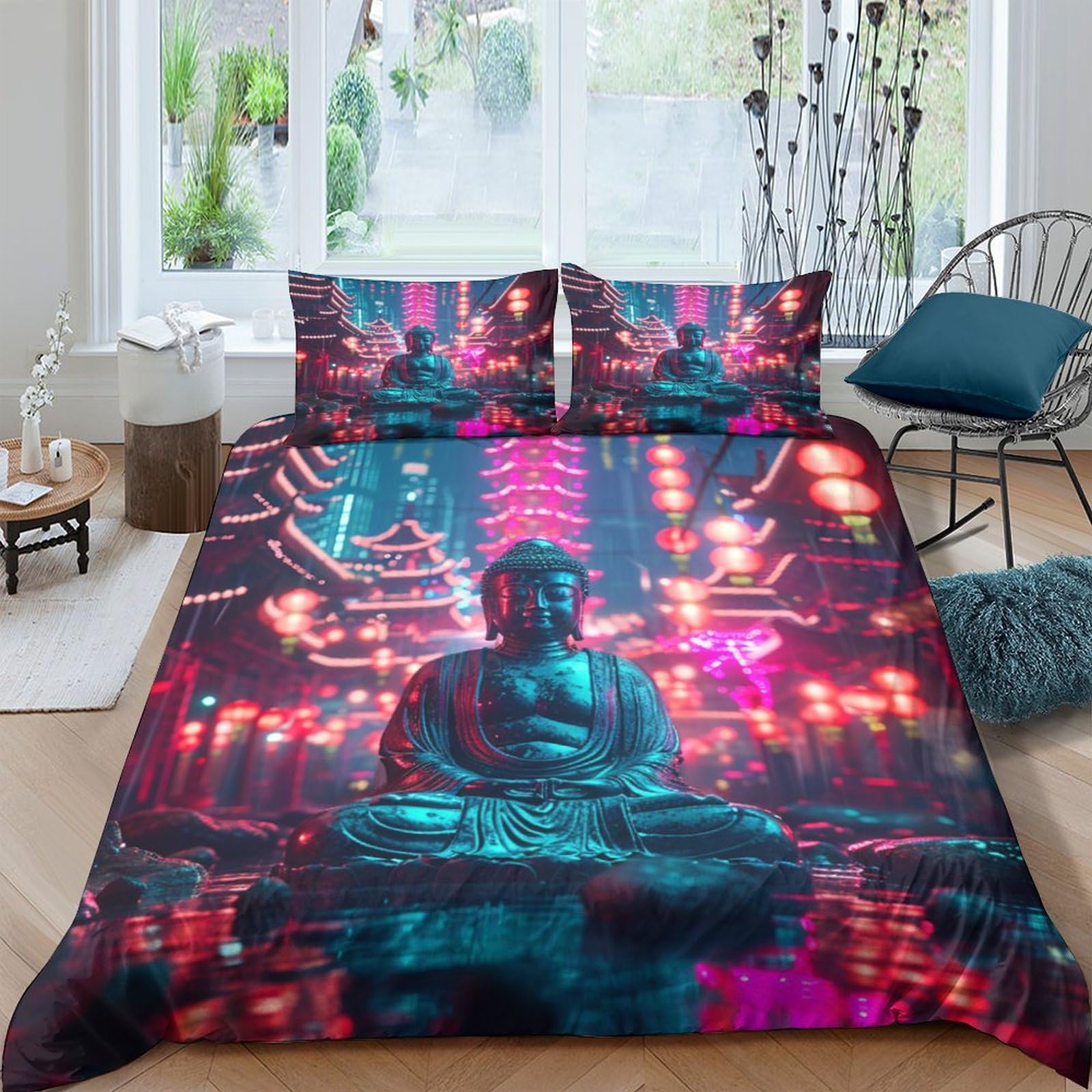 Housse de couette Bouddha 3 pièces en textile élégant et respirant