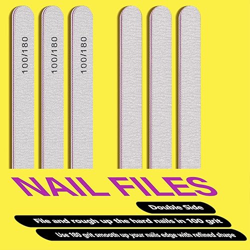Miniatura 5 de TsMADDTs Juego de limas de uñas y pulidores con 6 pulidores de uñas rectangulares y 6 limas de uñas blancas de grano 100180, kit de herramientas