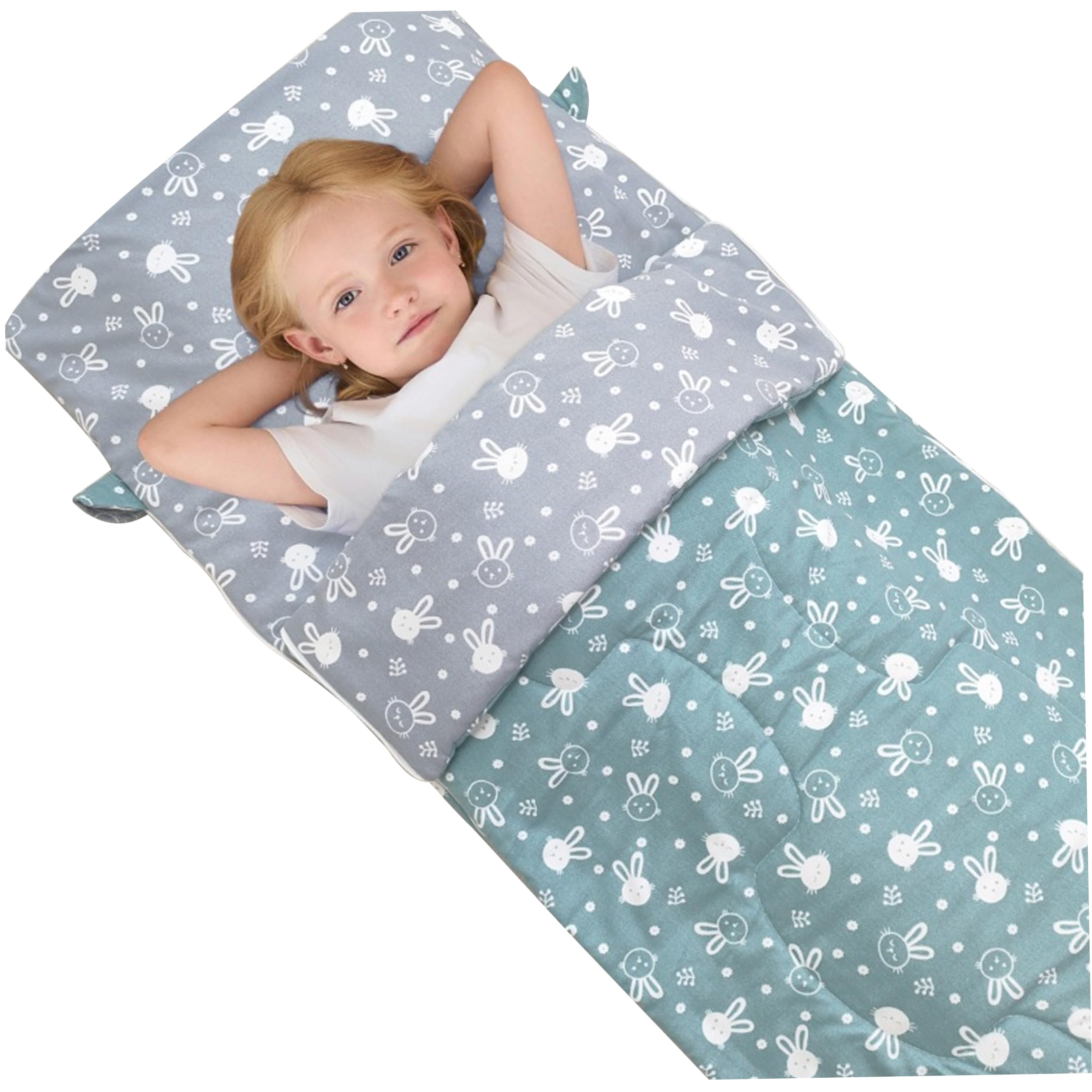Aetherize Toddler Nap Mat with Pillow, Portable Nap Mats for Daycare - Dual-zip & Split Design Green 25.59x66.93inch Toddler Mat
