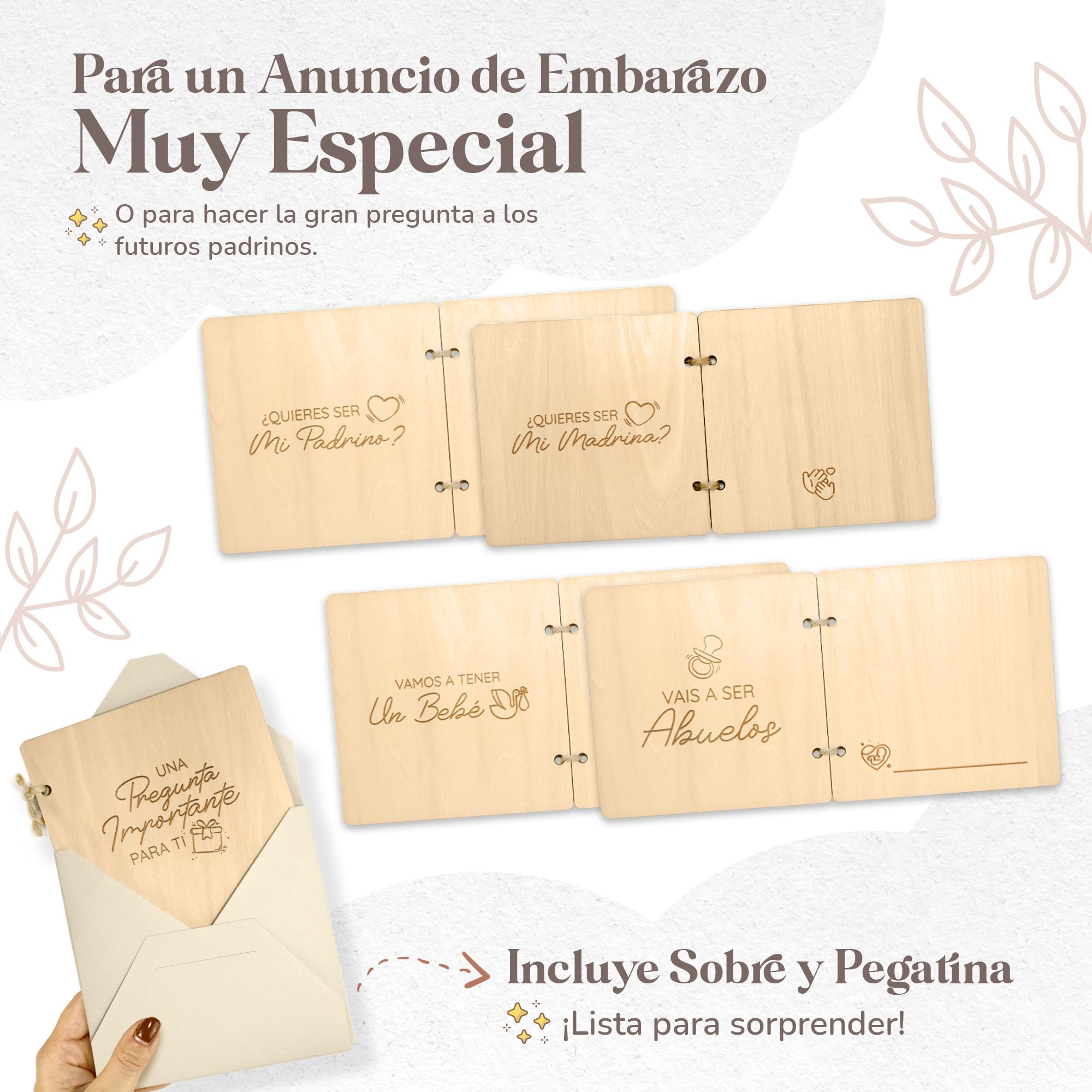 Quieres ser mi madrina de bautizo? Quieres ser mi padrino? - Regalo padrinos bautizo - Padrinos bautizo propuesta en librito de madera con espacio para foto de tu bebé | Mikito