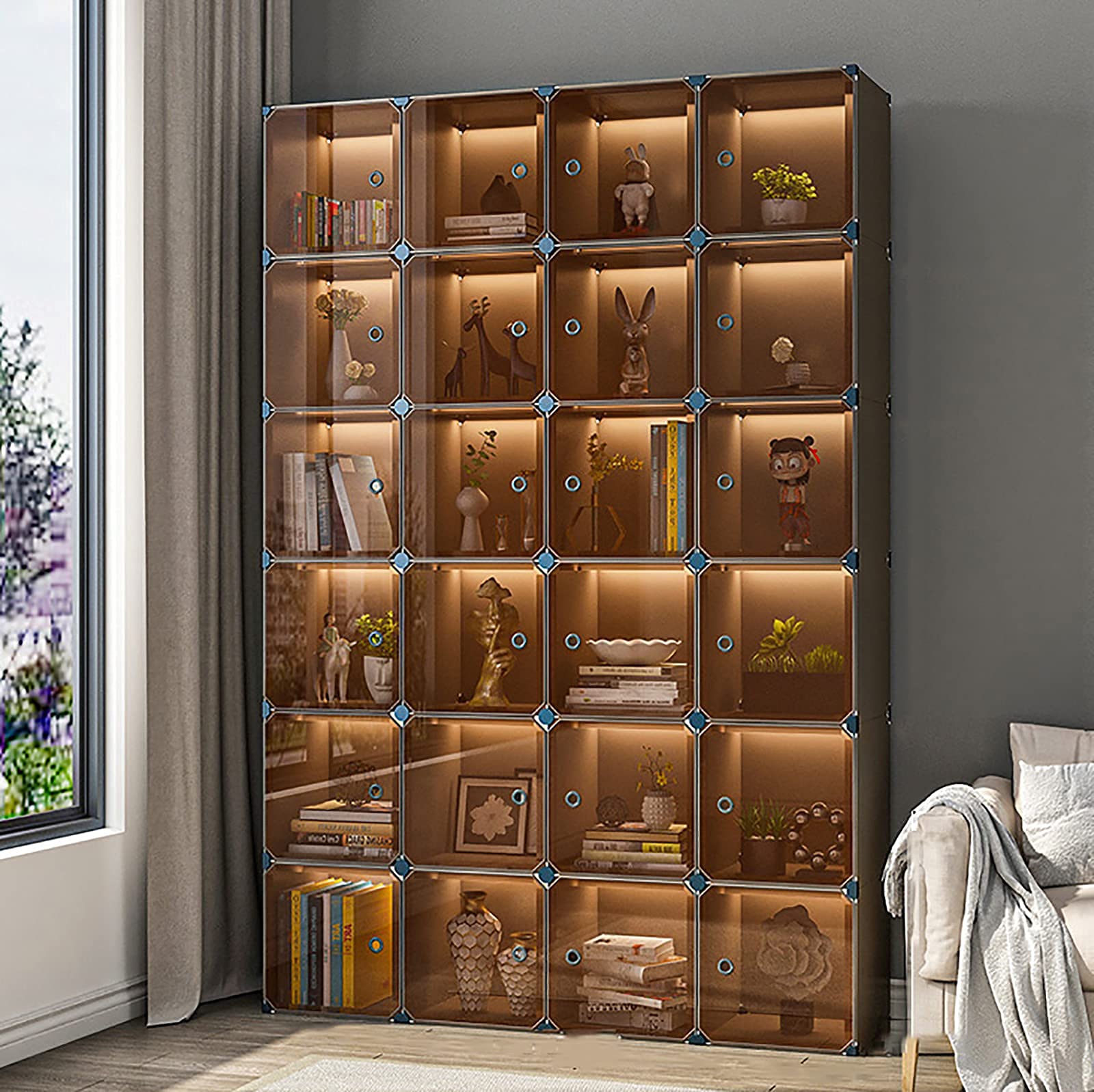 SAZDFY DIY Cube Bookcase Storage Organizer,Plastic Closet With  