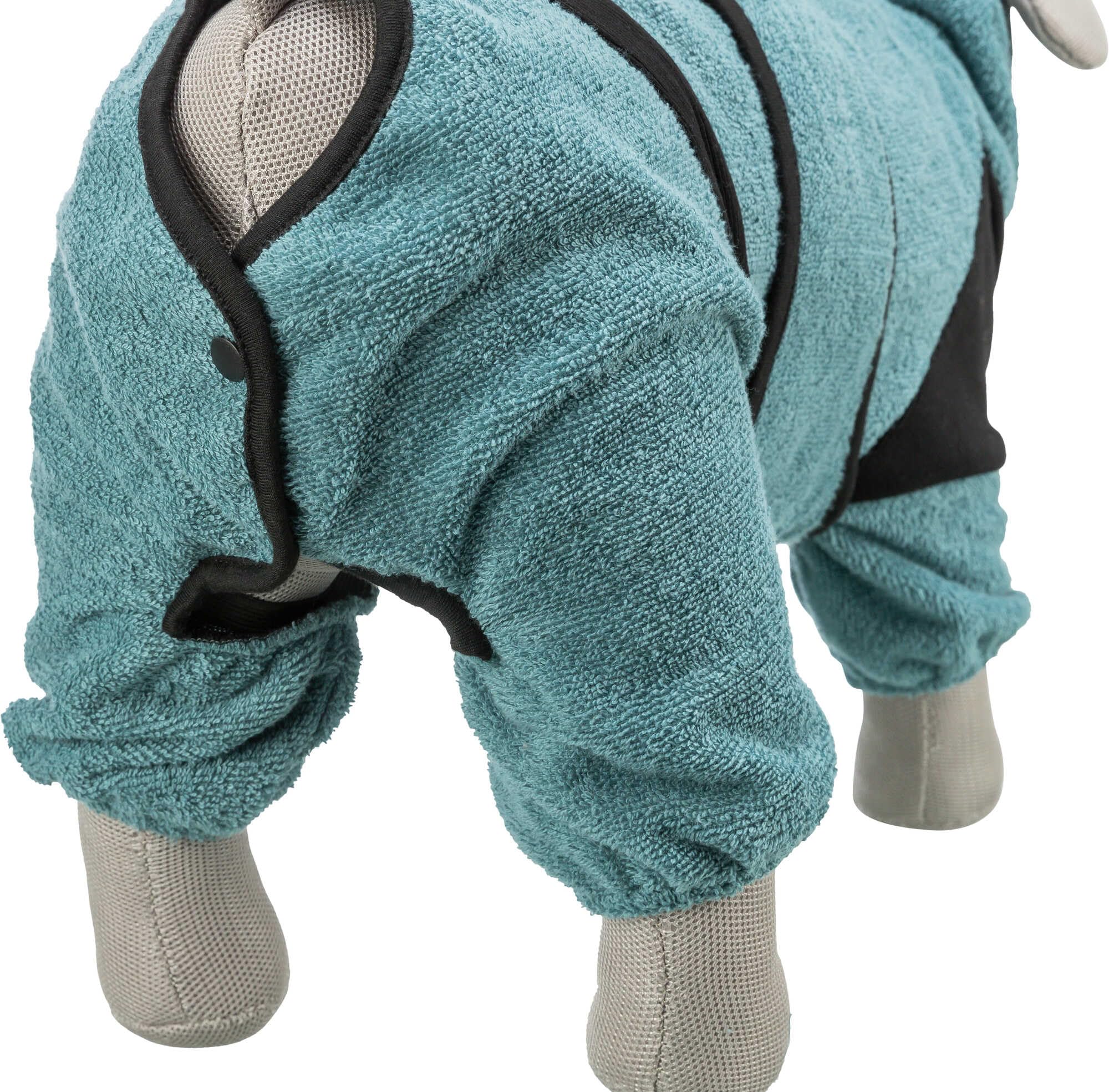 TRIXIE Bade- und Hausoverall - für Hunde Hundemantel aus Frottee - M-L (54 cm) Petrol, wärmender Hundepullover für drinnen & draußen - 23854