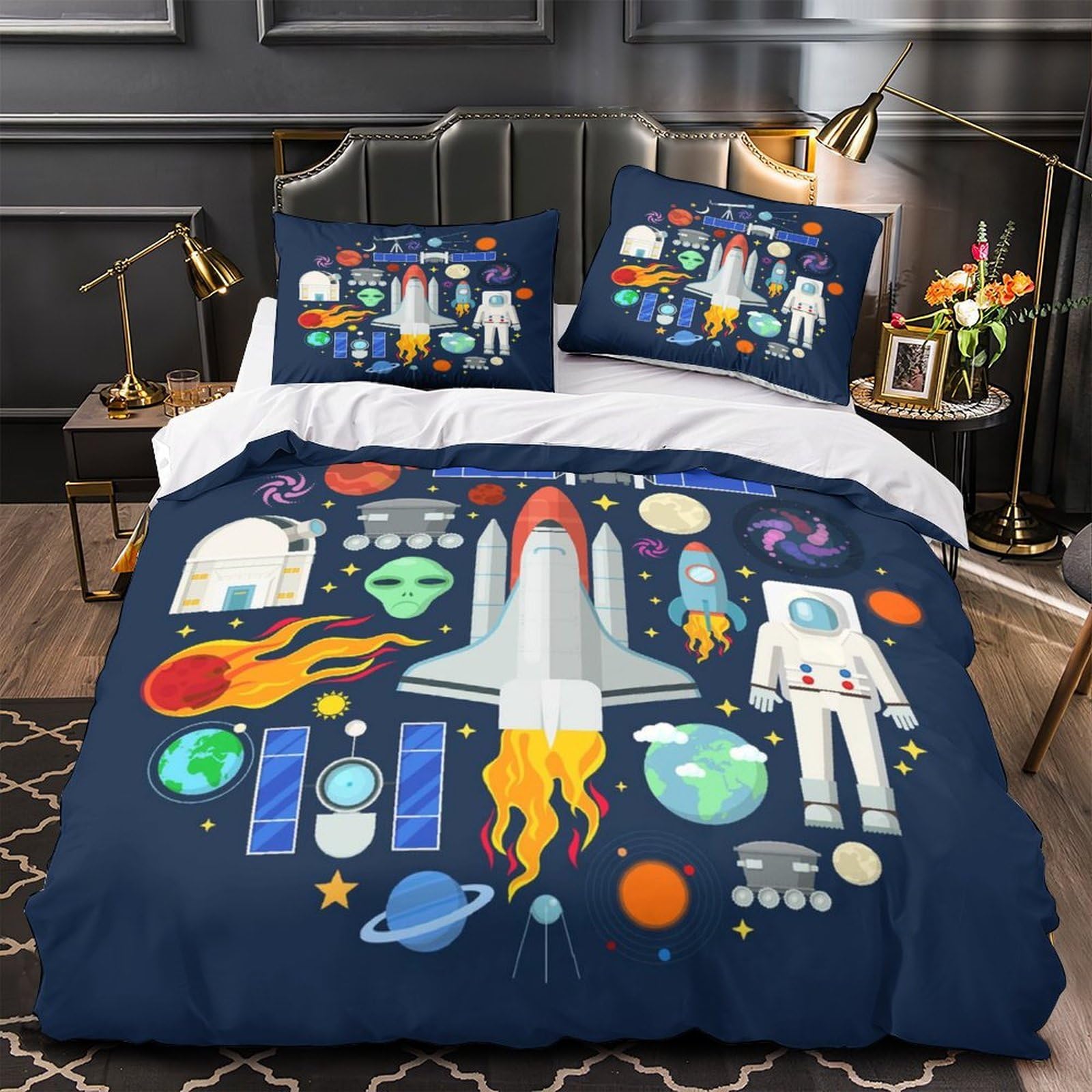 Lit football pour chambre de garçon avec housse de couette douce en 260x220cm