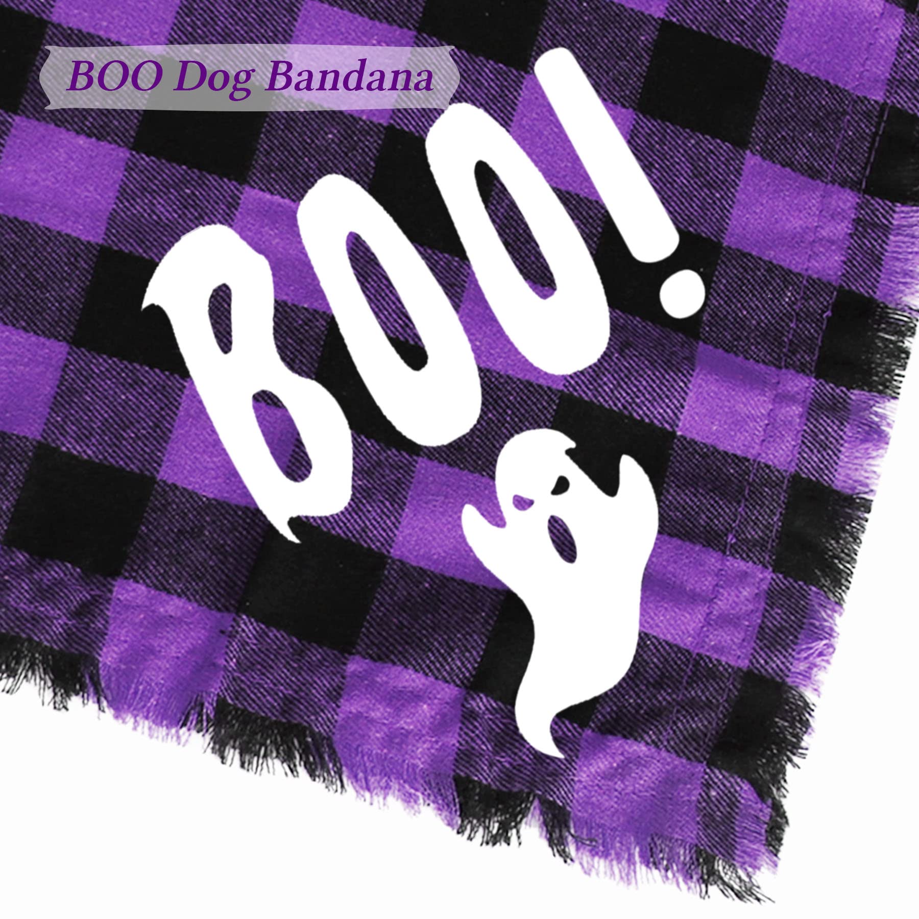 2 Halloween Hundehalstücher Mit Quasten – Karomuster, Baumwolle, Für Kleine Bis Große Hunde (bis 50 Cm Halsumfang)