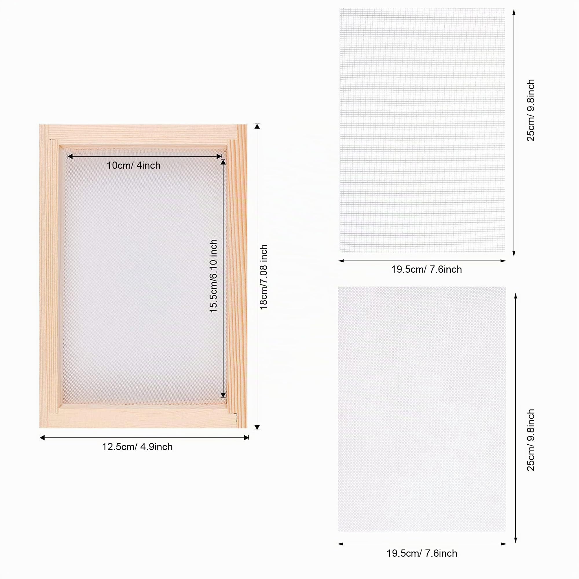 Cayway 8 Pacchetto Set fai da te in carta con fiori secchi, Stampo per Carta in Legno Cornice in Legno per La Fbbricazione Della Carta, Fiori Secchi, Sostituisci il Panno a Rete per Fai da