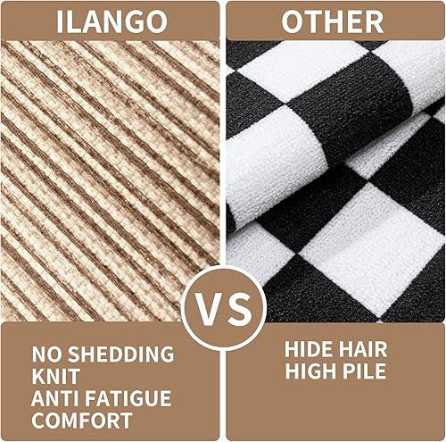 Miniatura 4 de ILANGO Juego de 2 alfombras de cocina antideslizantes para fregadero delantero, alfombras y tapetes de cocina lavables antifatiga, cómodos tapetes