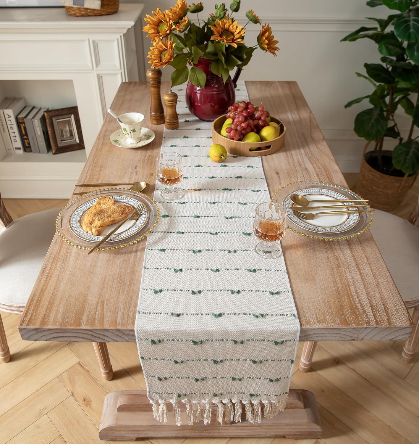 Elegant Cotton Table Runner - White -7