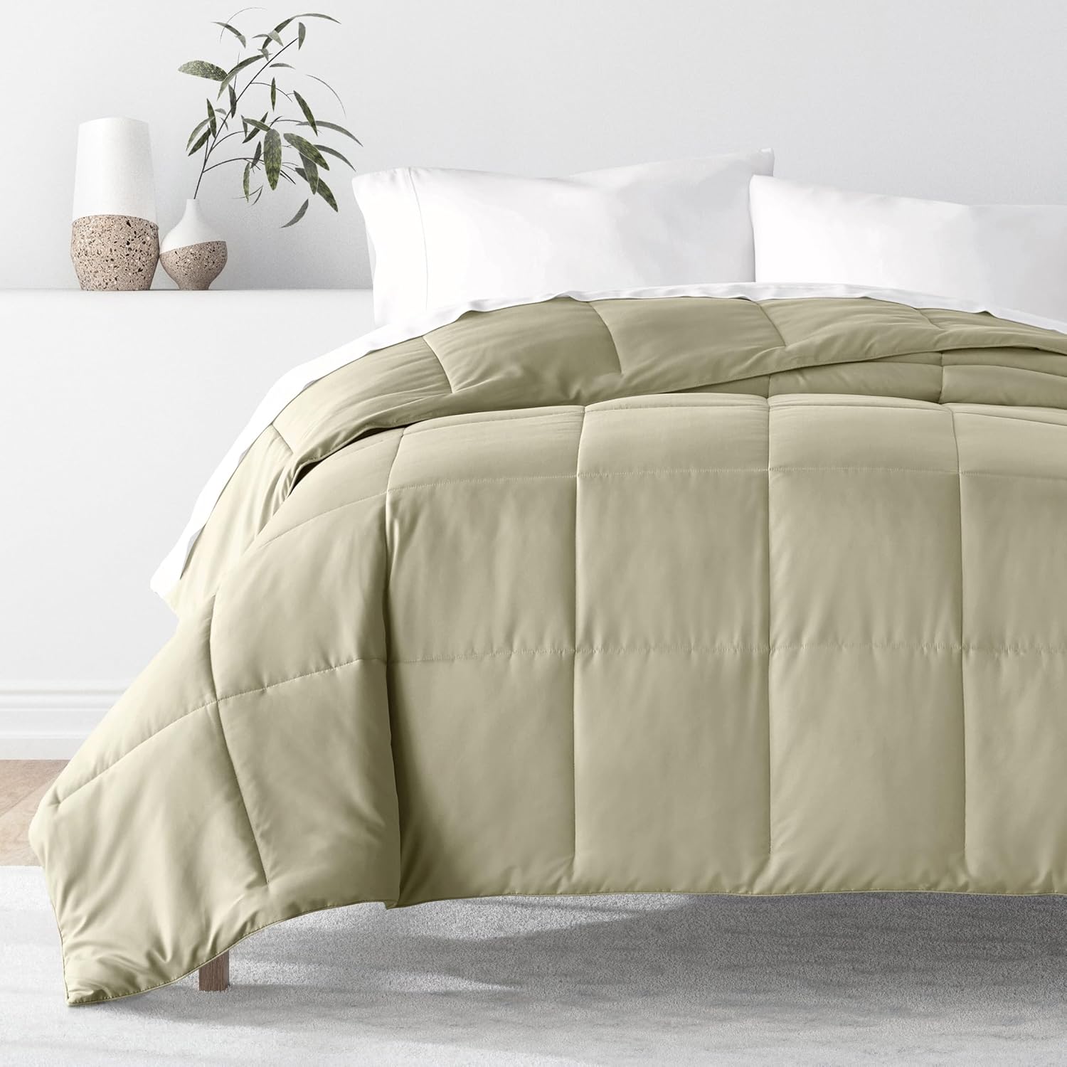 Merit Linens Comforter Solid Color Lightweight Microfiber All Season Down-Alternative Ultra Soft Bedding - Twin/TwinXL Sage