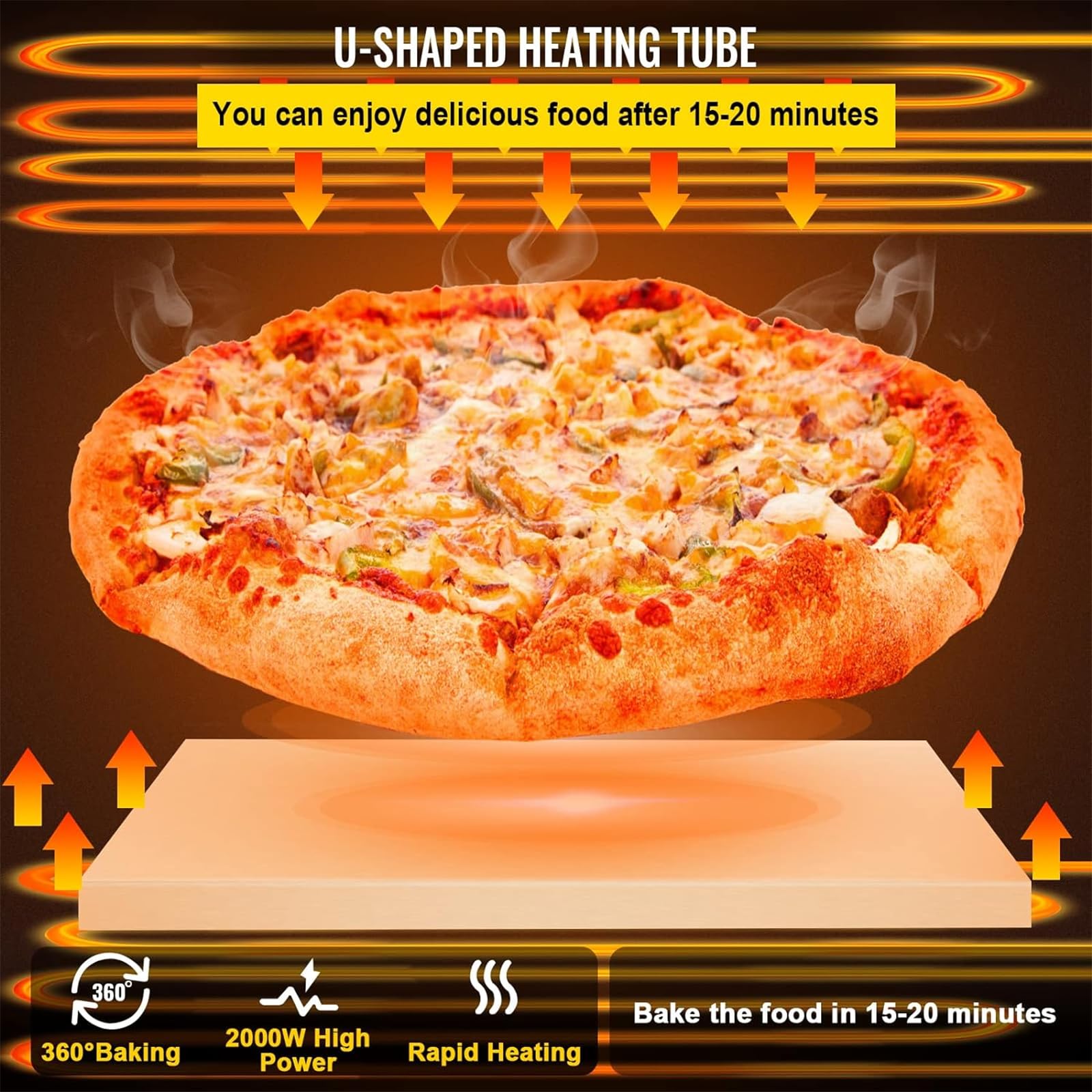 Piano di Lavoro per Forno per Pizza Commerciale, Pizzaiolo Commerciale in Acciaio Inossidabile da 16 Pollici con Timer, Regola La Temperatura da 0 a 350 ℃ per La Casa del Ristorante Dell'hotel