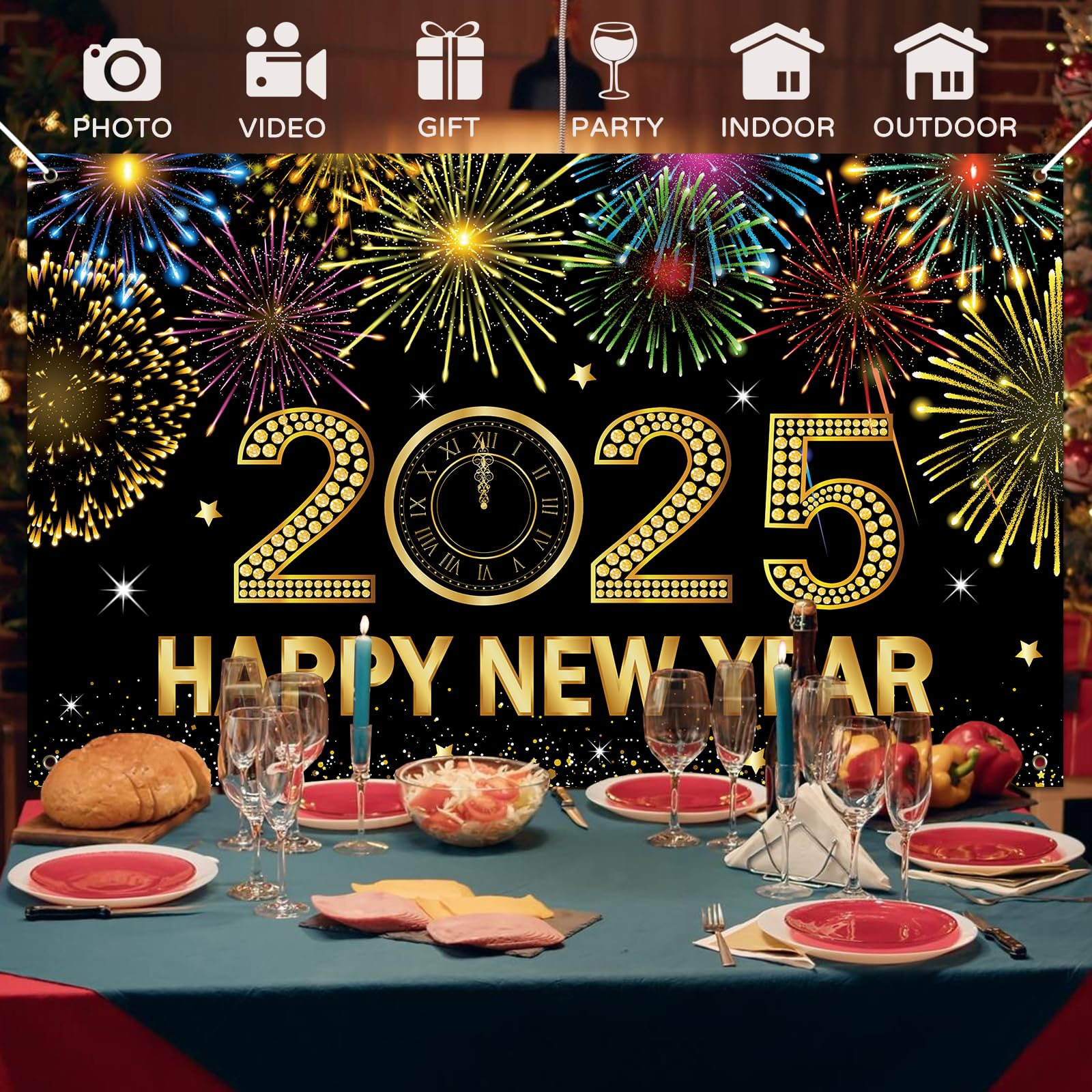 Koliphy New Year's Eve Decoration 2025 - New Year Banner, Happy New