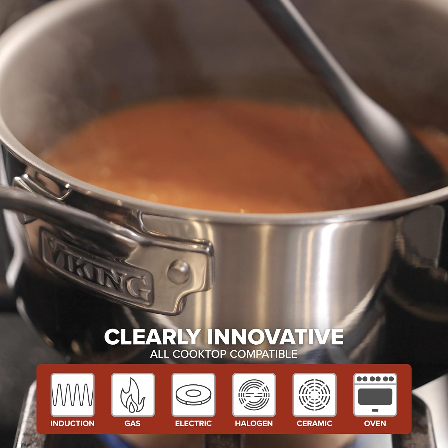 Viking PureGlide Pro 3-Ply Nonstick Dutch Oven with Lid, Made without PFAS, 6-Quart Induction Cooking Pot, Metal Utensil Safe Titanium Nonstick Surface, Oven Safe to 600F - Image 6