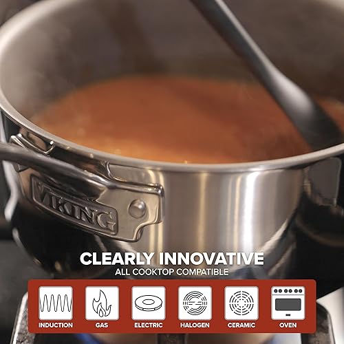 Miniatura 6 de Viking PureGlide Pro - Horno holandés antiadherente de 3 capas con tapa, fabricado sin PFAS, olla de inducción de 6 cuartos de galón, superficie