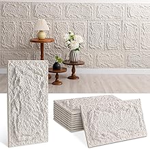 3D Wall Panels, Stone Look 45 x 25 cm Wall Covering, 2 cm Thick, 3D Wall Cladding, Indoor Outdoor Wall Decor (White)