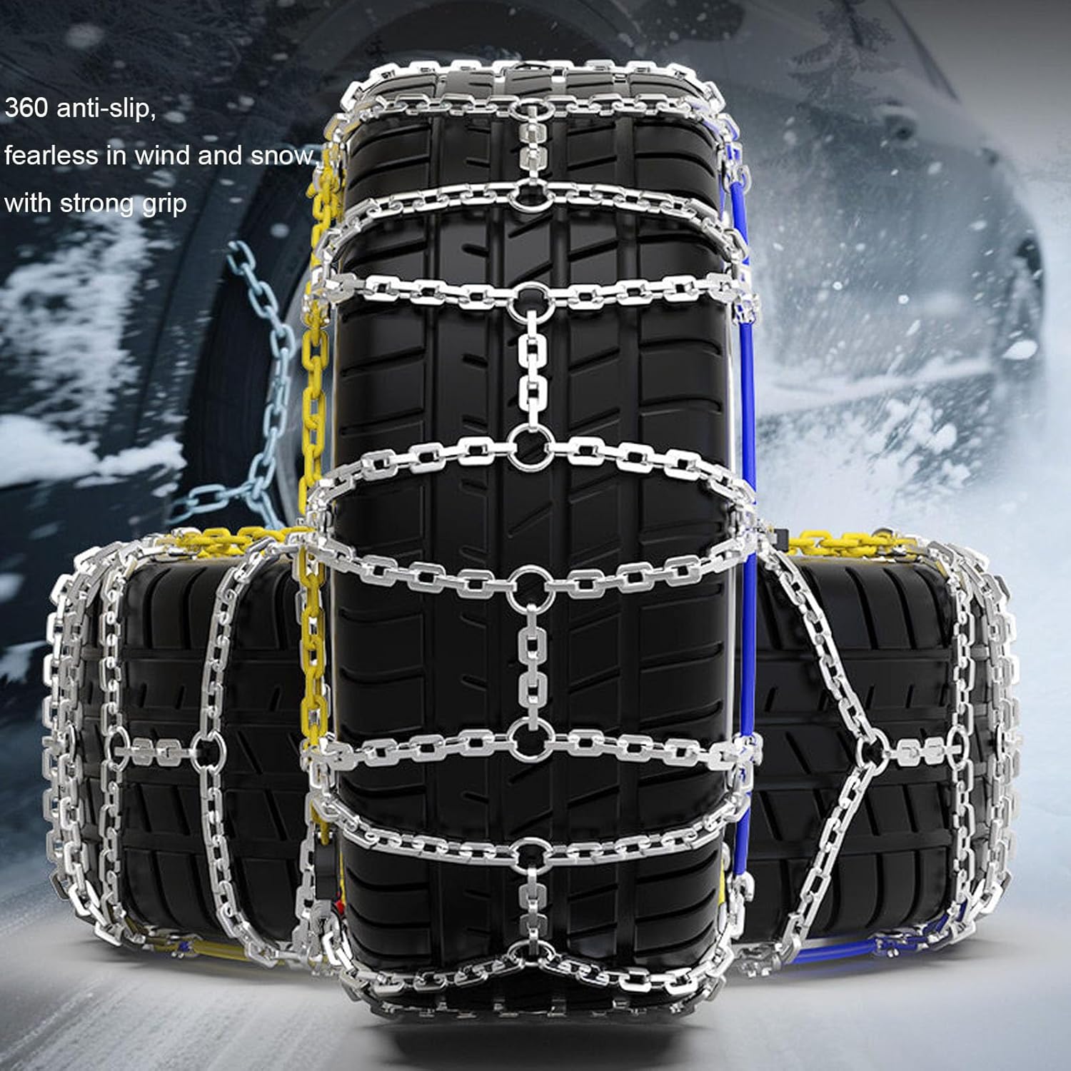 Auto Lock Snow Chains Quick Easy Installation,Tire Traction Chain for Car Pickup Trucks SUV,Emergency Thickening Tire Width -Set of 2 285/65R17