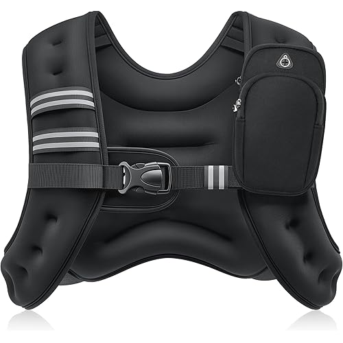 ZELUS Weighted Vest, 6lb/8lb/12lb/16lb/20lb/25lb/30lb Weight Vest with Reflective Stripe for Workout, Strength Training, Running, Fitness, Muscle Building, Weight Loss, Weightlifting