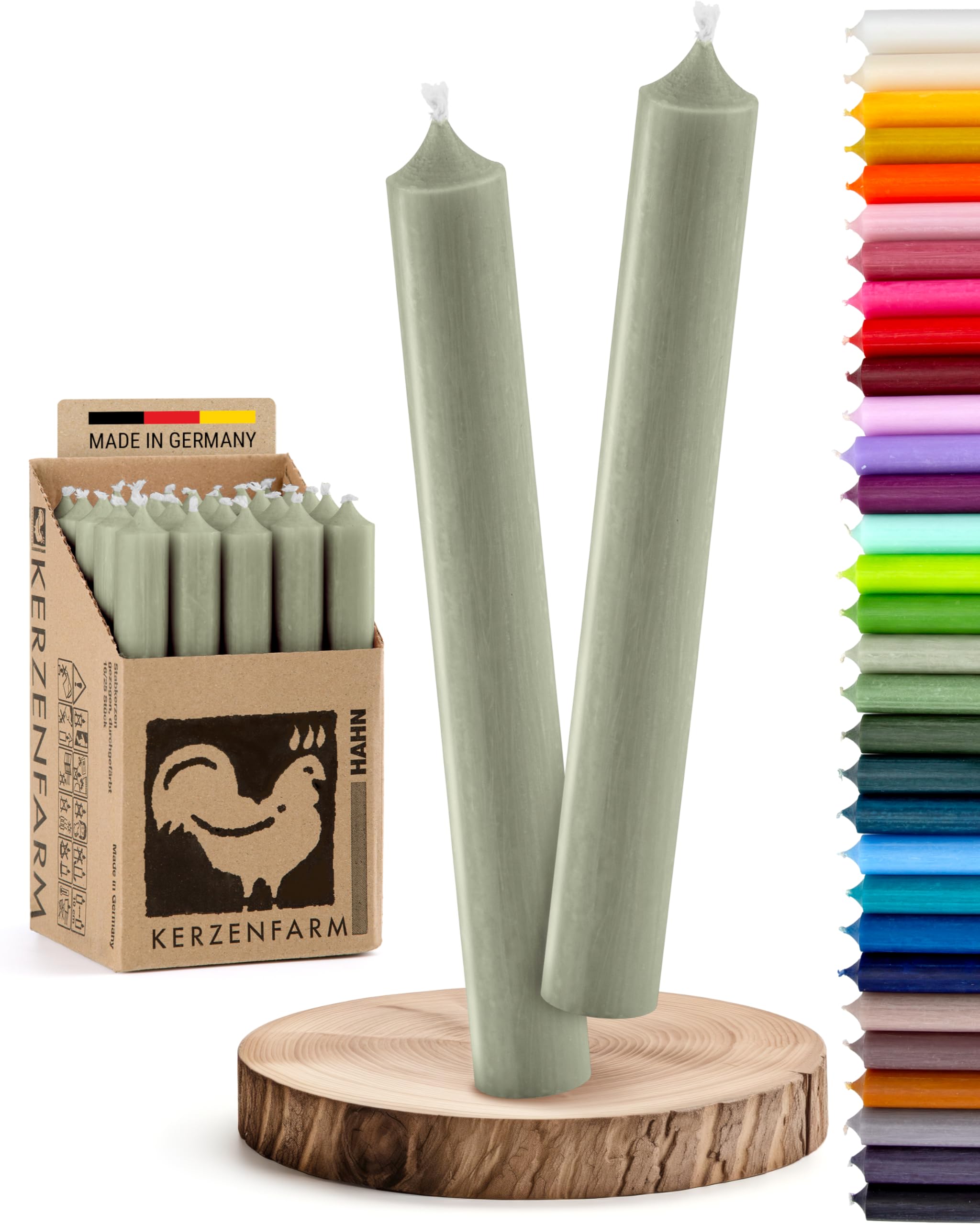 Lot De 12 Grandes Bougies Coniques - 25,4 Cm - Vert Céleri