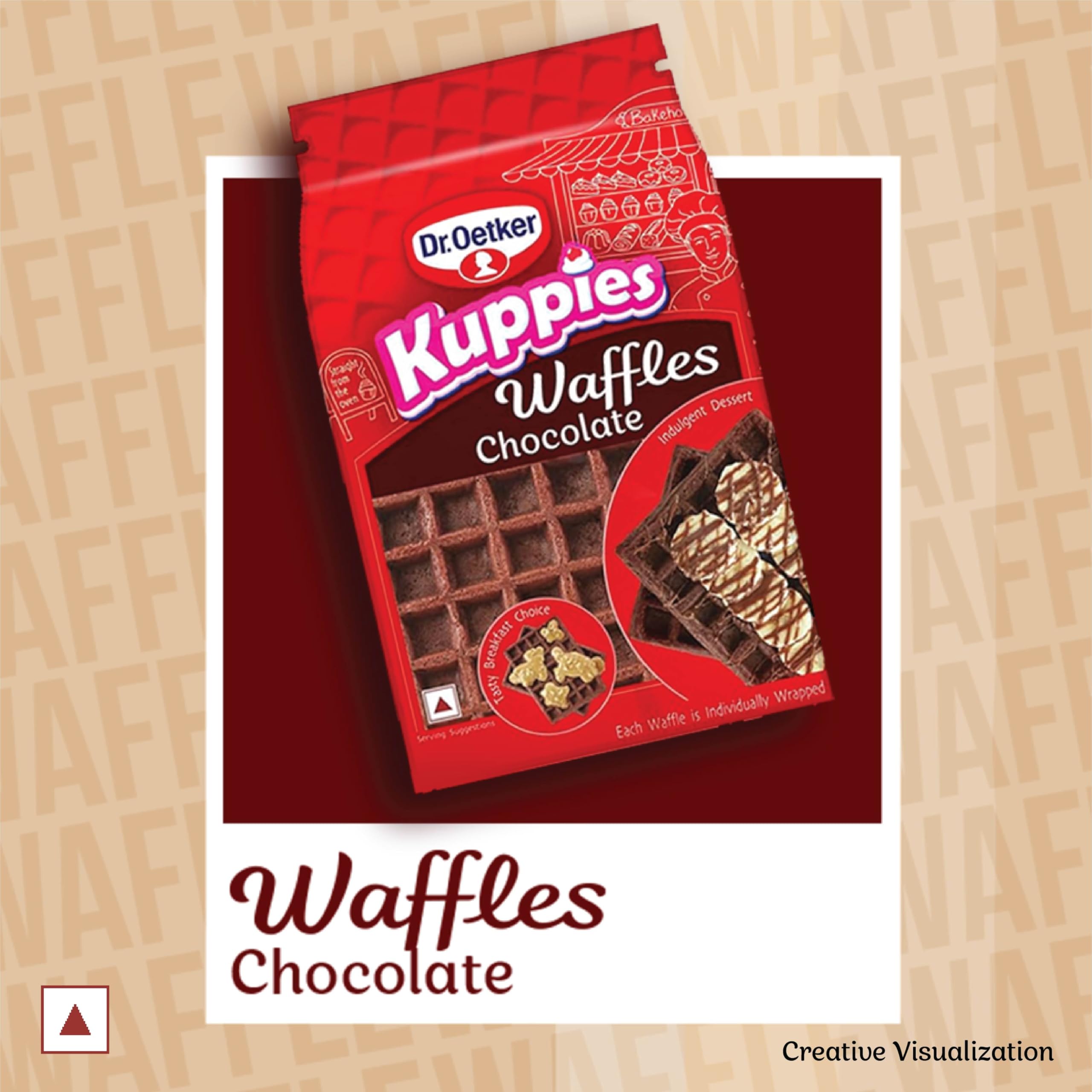 Dr. Oetker Kuppies Chocolate Waffles, 360g (Pack of 2, 4 Waffles Each) | Soft, Fluffy & Ready-to-Eat | Delicious Chocolate-Flavoured Snack | No Trans Fat | Enjoy with Ice Cream, Chocolate Spread, for Breakfast or Dessert