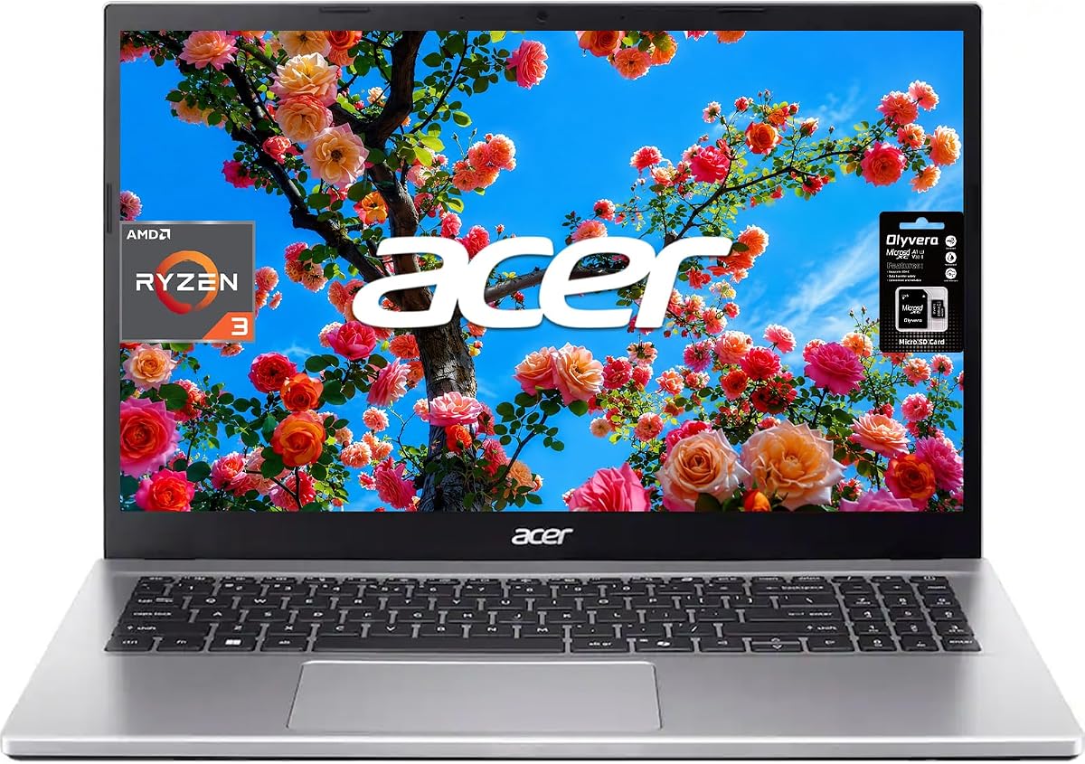 Laptop acer Aspire Go 15 AI Ready, pantalla IPS FHD de 15,6", AMD Ryzen 3 7320U, 8GB LPDDR5, 256GB PCIe SSD, HDMI, USB-C, USB-A, Wi-Fi 6, Windows 11 Home en modo S, Copilot AI, plateado