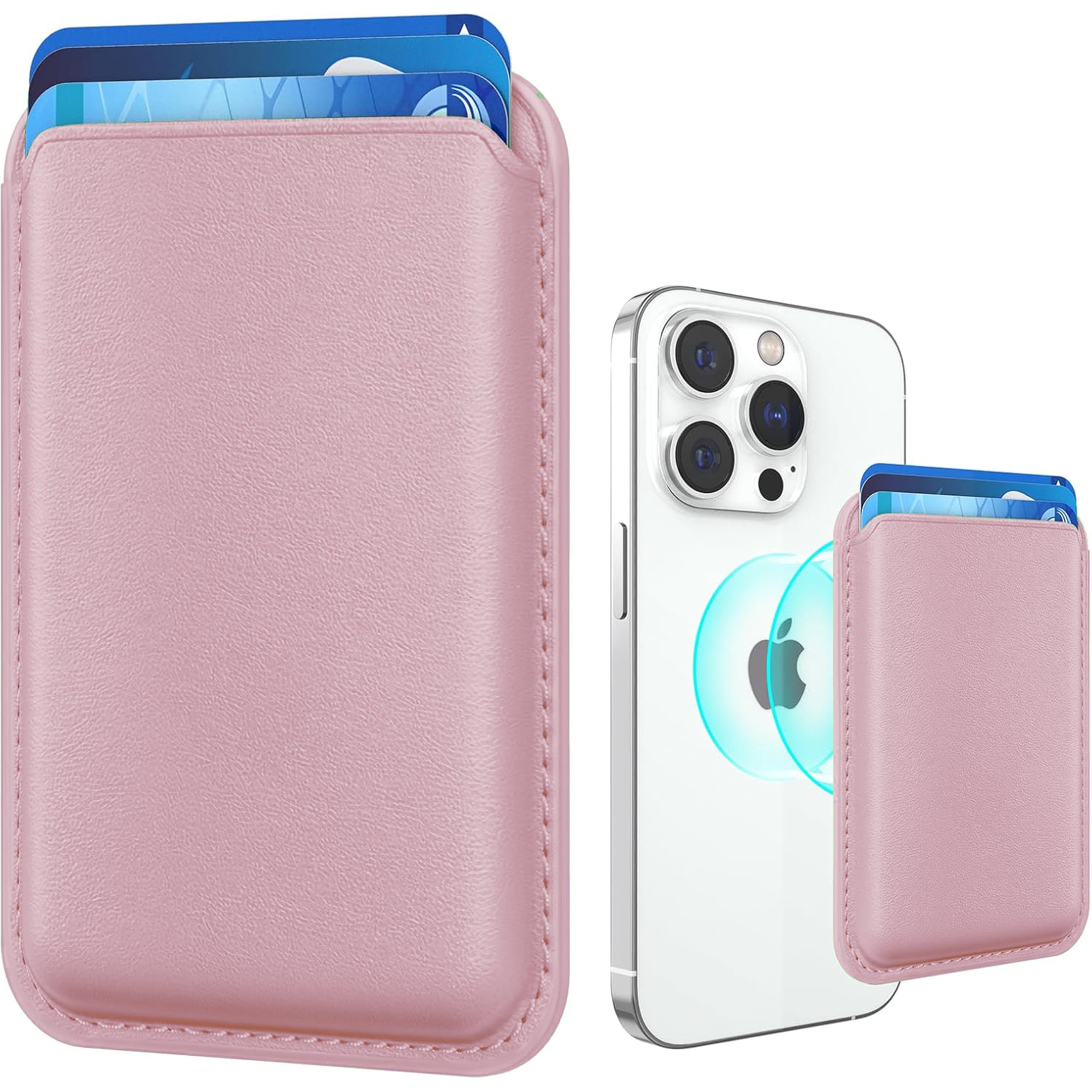 URUCHI Mag-Safe Manyetik Cüzdan iPhone 17/16/15/14/13/12 Serileri ile Uyumlu, Güçlü Mıknatıslı Kartlık, RFID Korumalı, Premium Deri, 3 Kart Kapasiteli, İnce ve Hafif Tasarım – Pudra Pembe