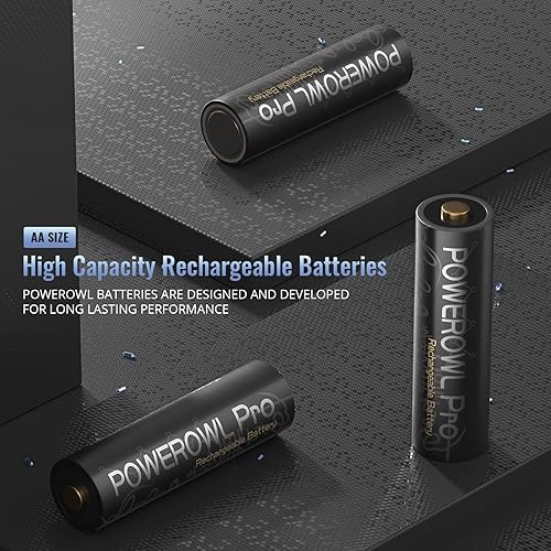 Miniatura 2 de POWEROWL Baterías AA recargables, alta capacidad de 2800 mAh, batería Premium NiMH doble A -12 unidades