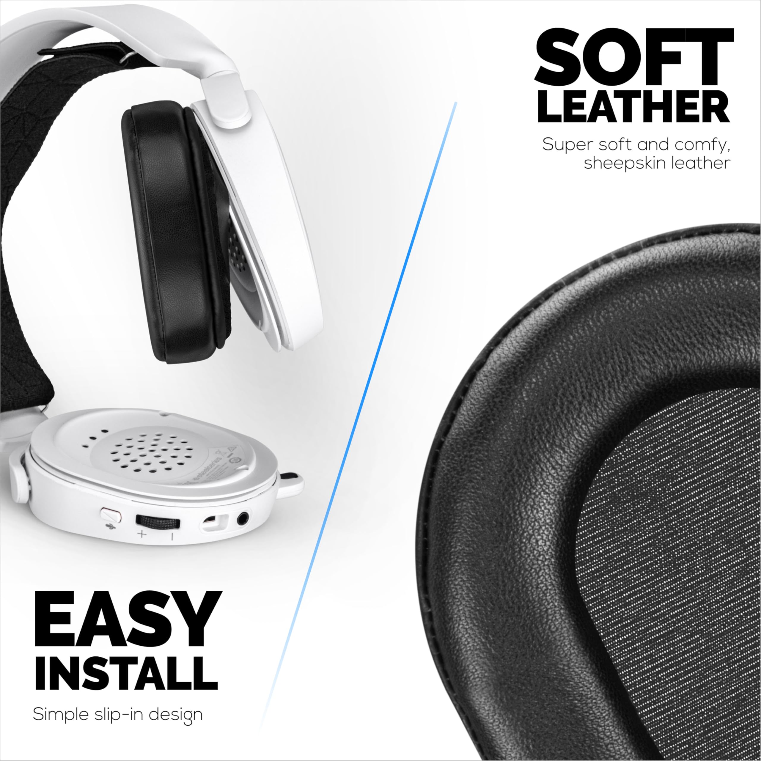 Almohadillas de Piel de Oveja para Auriculares Steelseries Arctis 1, 3, 5, 7, 9, Pro y Prime, Piel auténtica con Espuma viscoelástica, más Gruesas, cómodas y duraderas Brainwavz