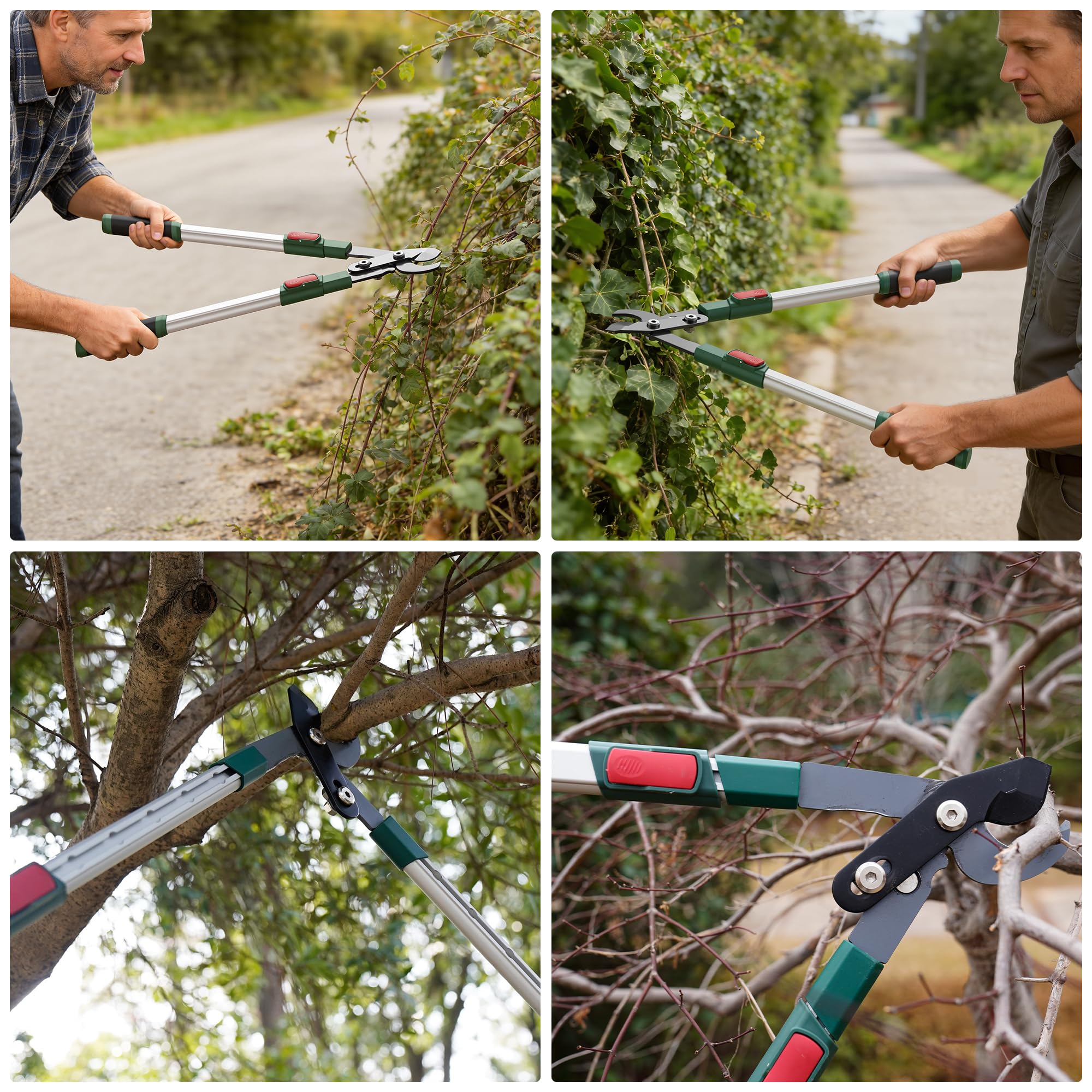 GARTOL Troncarami bypass con capacità di taglio da 5 cm, tronchesi estensibile da 66 a 83,8 cm, potatori professionali per risparmiare manodopera, lama in teflon in acciaio al carbonio e manici in