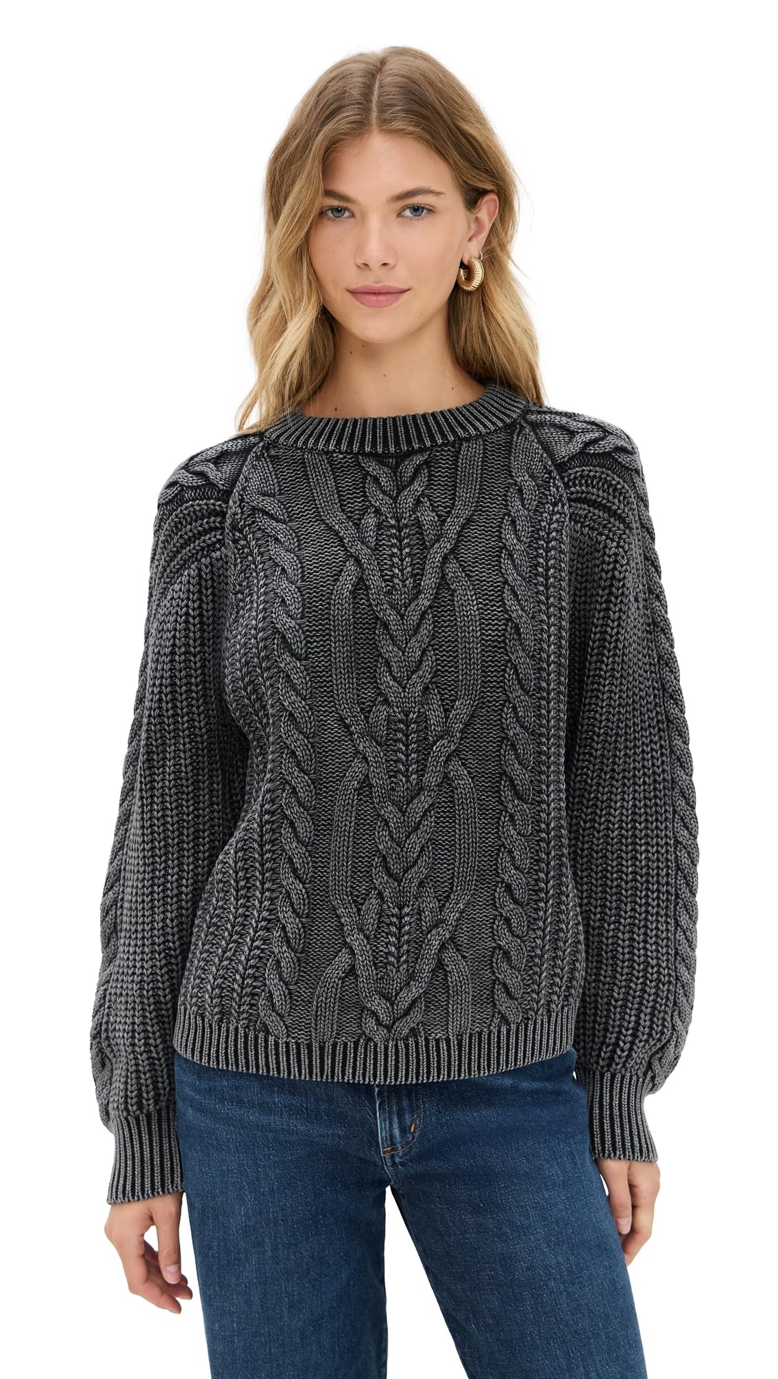 Free People Womens Frankie Cable Sweater