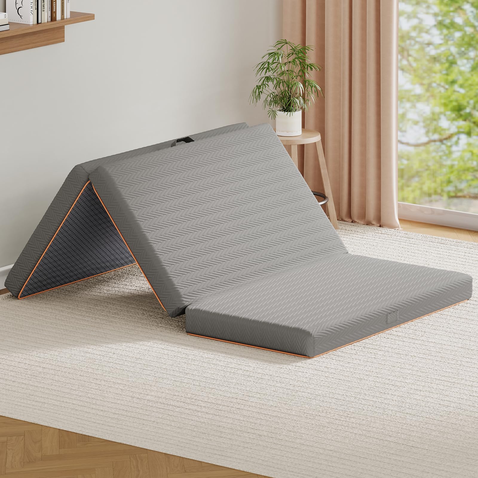 Warmiehomy Folding Mattress Small Double, 10CM Gel Memory Foam Foldable Mattress with Washable Cover, Portable Trifold Floor Mattress for Travel, Camping, Guest Bed, Dorm, Home, Caravans