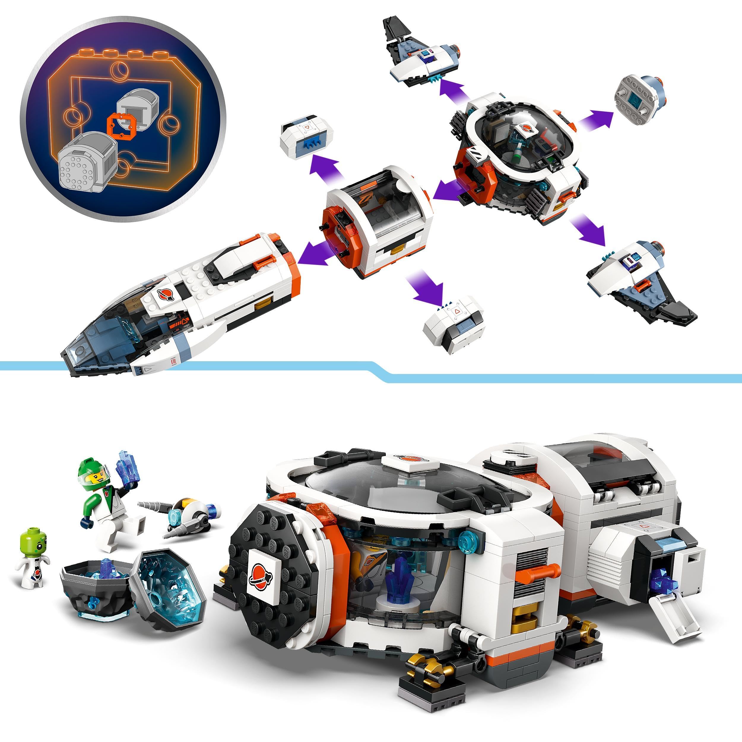 LEGO City Modułowy galaktyczny statek kosmiczny 60446, zestaw kosmiczny z czterema minifigurkami i figurką kosmity, dla dzieci w wieku od siedmiu lat