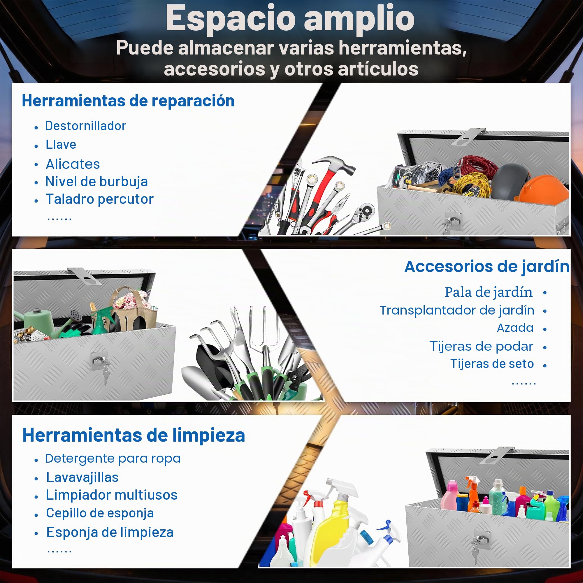 UISEBRT Caja de herramientas de aluminio con cerradura, caja de transporte de aluminio, 520 x 160 x 220 mm, robusta caja de aluminio para herramientas, caja de remolque, caja impermeable con 2 llaves